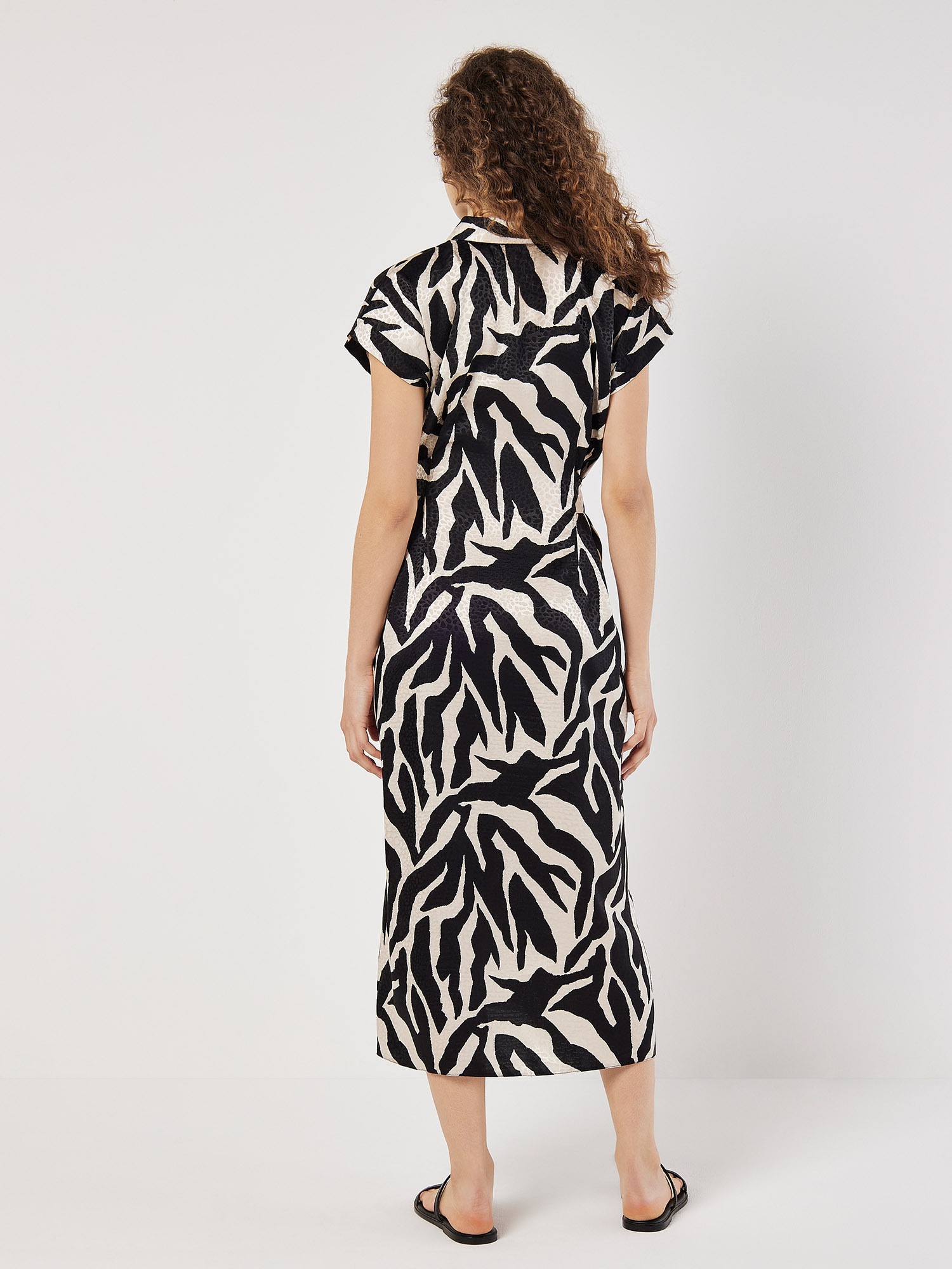 Apricot Druckkleid »Midikleid aus strukturiertem Satin« Stoffgürtel, 2 tlg. mit Zebramuster
