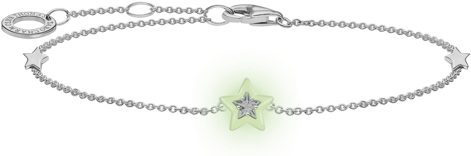 THOMAS SABO Armband »Stern mit weißen Steinen und weißer Kaltemaille, A2136-041-14-L19V«, mit Zirkonia (synth.) und Emaille