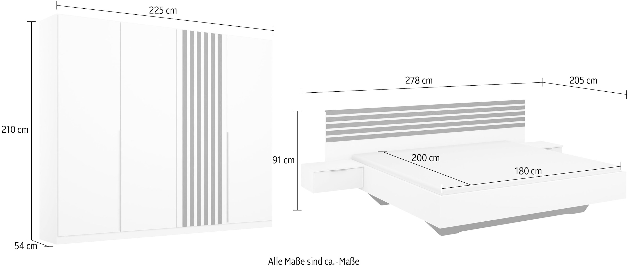 rauch Schlafzimmer-Set »Lamella«, (Set), mit eleganter Lamellenabsetzung