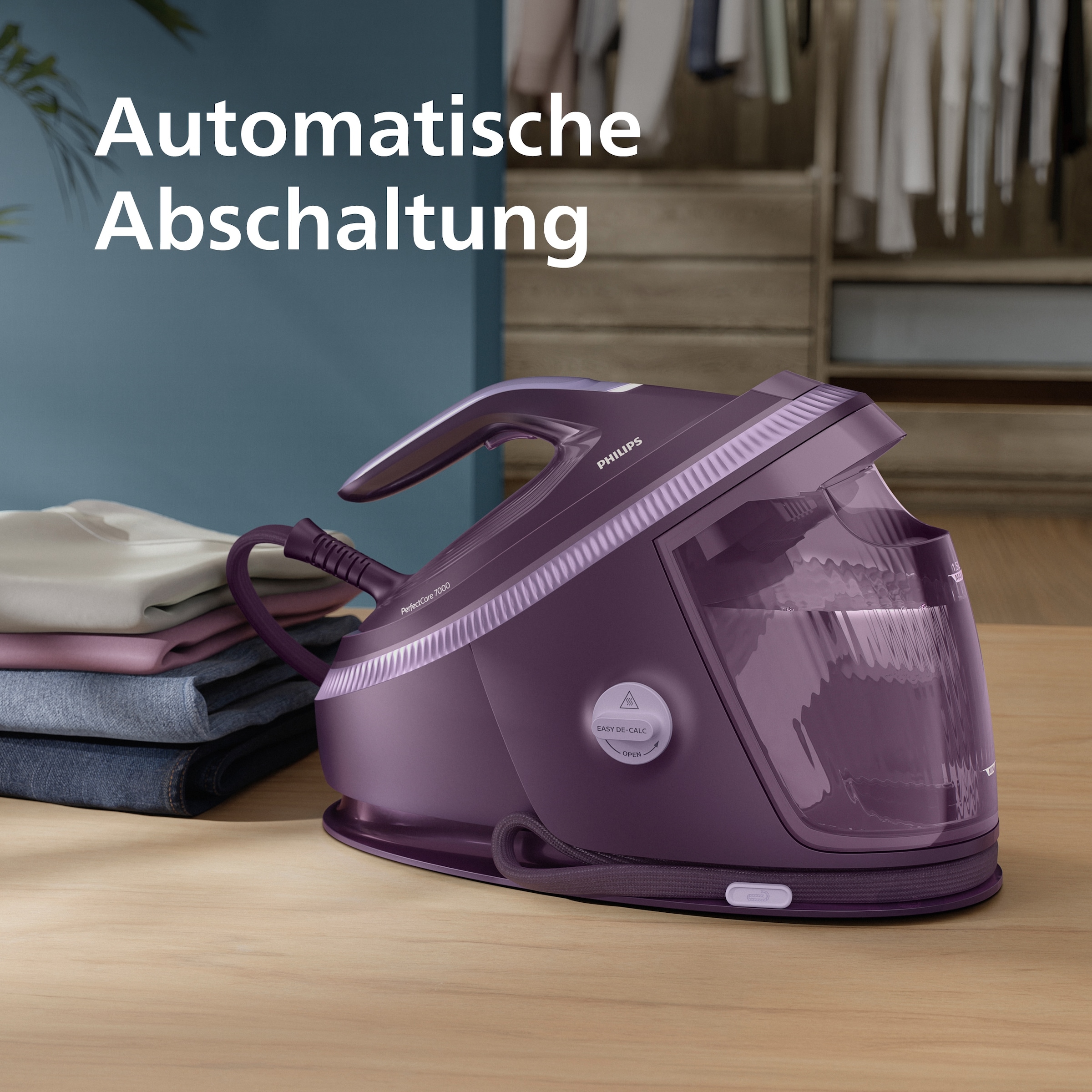 Philips Dampfbügelstation »PerfectCare 7000 Series PSG7200/30, Aubergine« 1,5 ml Wassertank 2.850 Watt, OptimalTemp & TurboPower-Dampfmotor, 600 gr Dampfstoß
