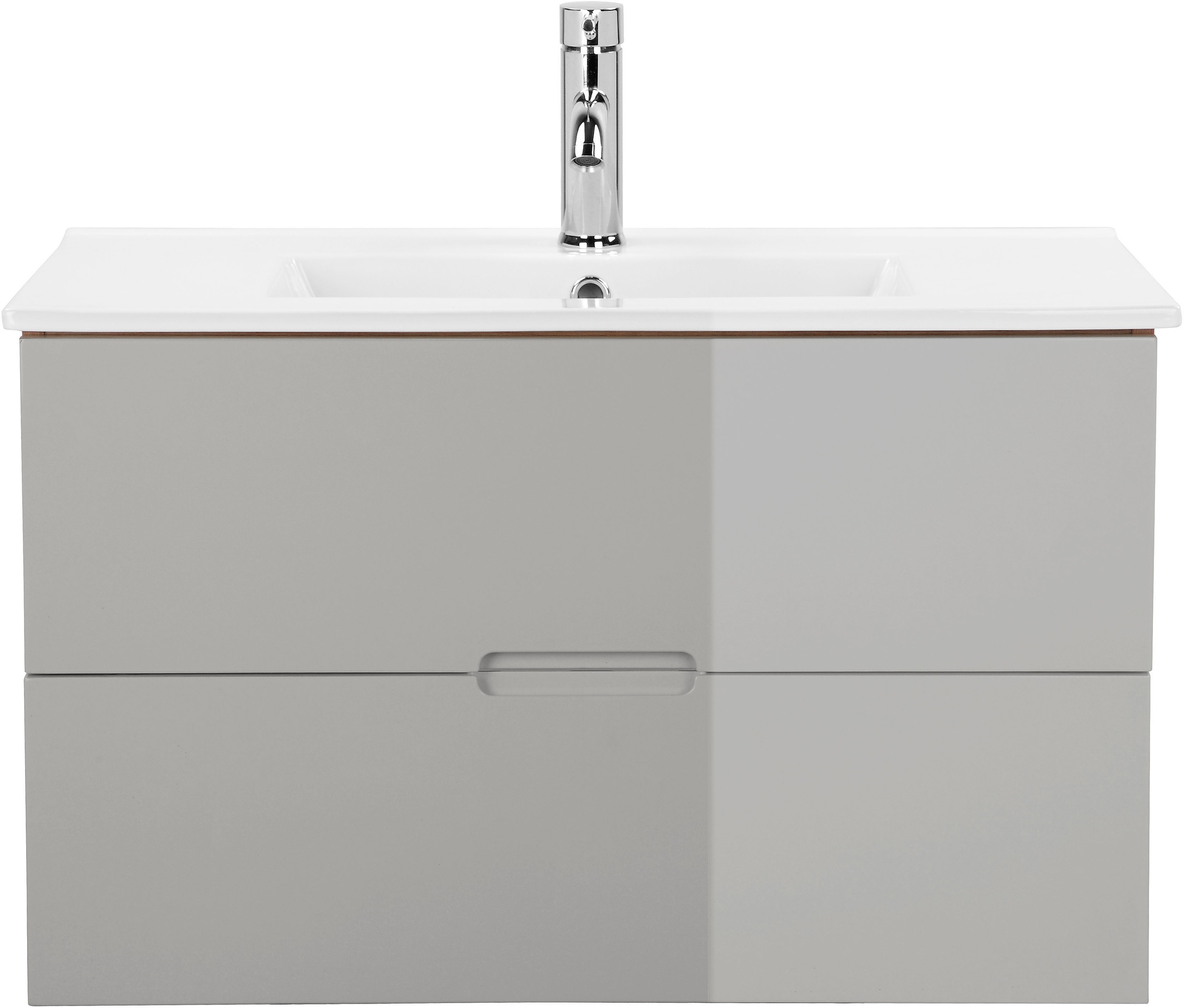 welltime Badmöbel-Set »Lund Badmöbel Set Badschrank Badezimmerset«, (Komplett-Set, 3 St.), Waschtisch, Spiegelschrank und Becken Breite 80cm