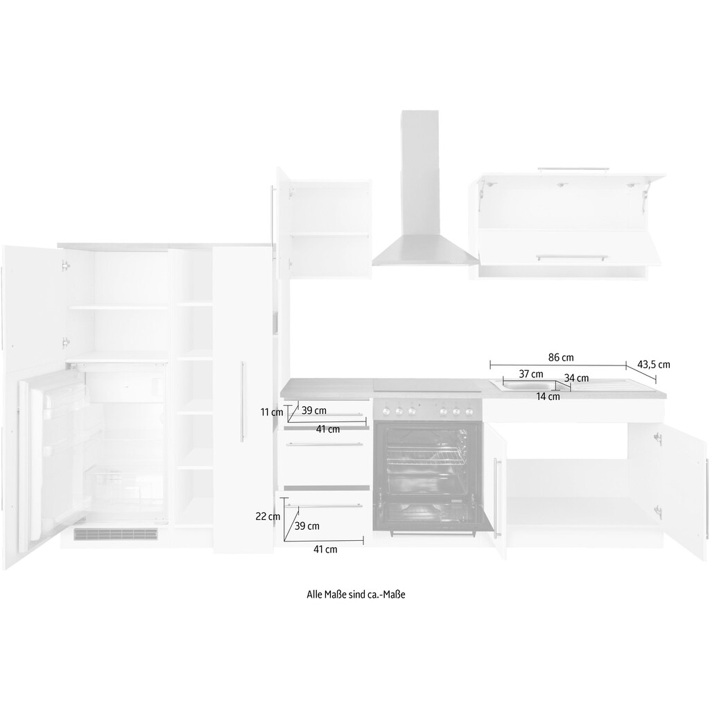 HELD MÖBEL Küchenzeile »Samos«, mit E-Geräten, Breite 330 cm