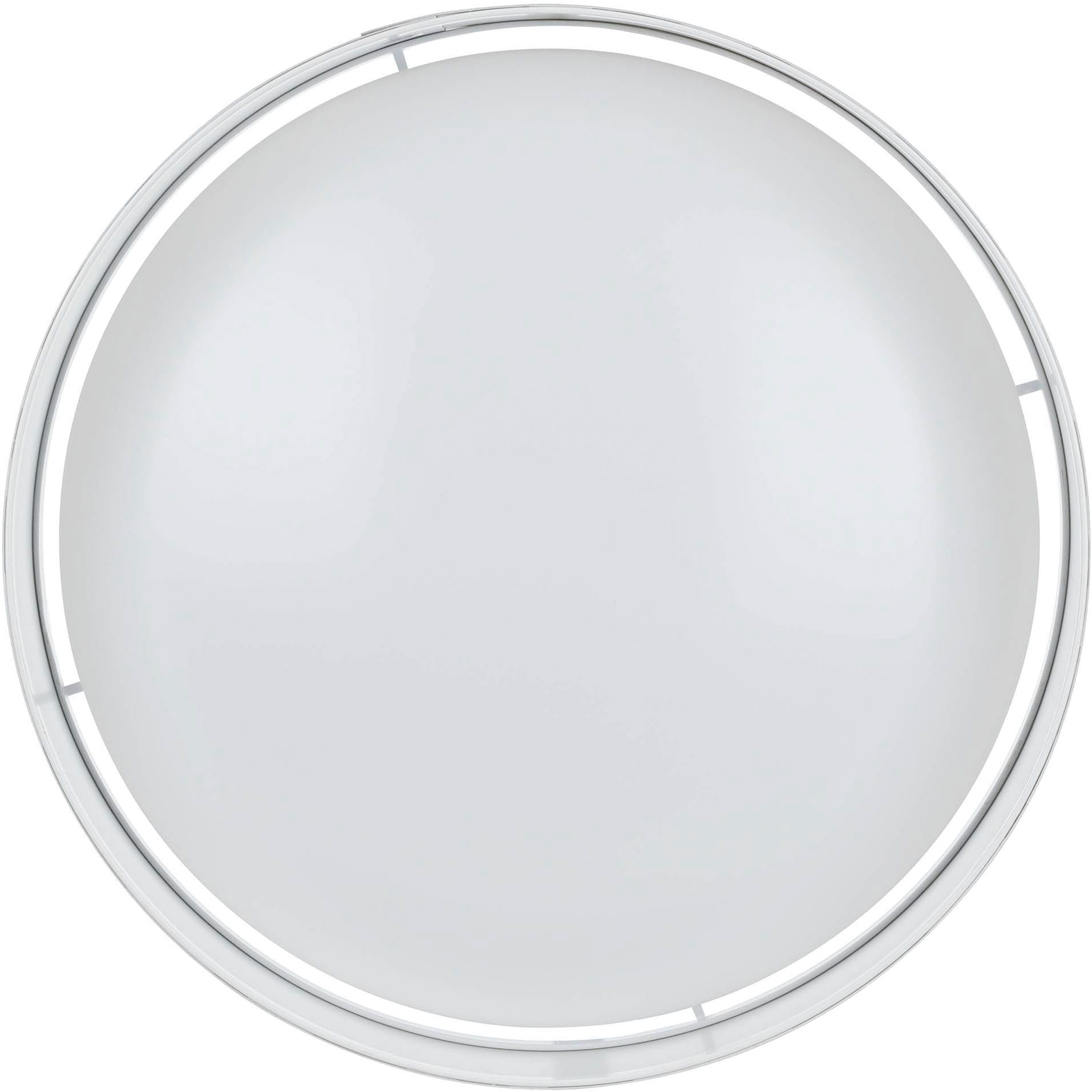 EGLO Deckenleuchte »Pasteri Deckenlampe, Lampe Decke, Esszimmerlampe, Kunststoff und Stoff« LED-Modul 1 Stk. Warmweiß Textil Deckenleuchte, Wohnzimmerlampe, Farbe: Taupe, weiß, Ø: 32 cm