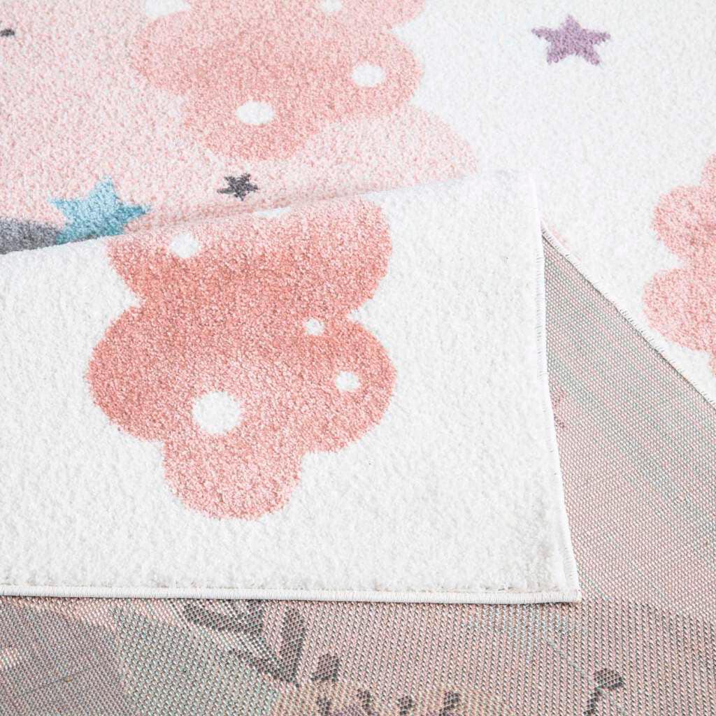 Carpet City Kinderteppich »ANIME917«, rechteckig, 11 mm Höhe, Kinderzimmer Teppich Modern mit Mond, Blumen, Wolken, Creme, Multi