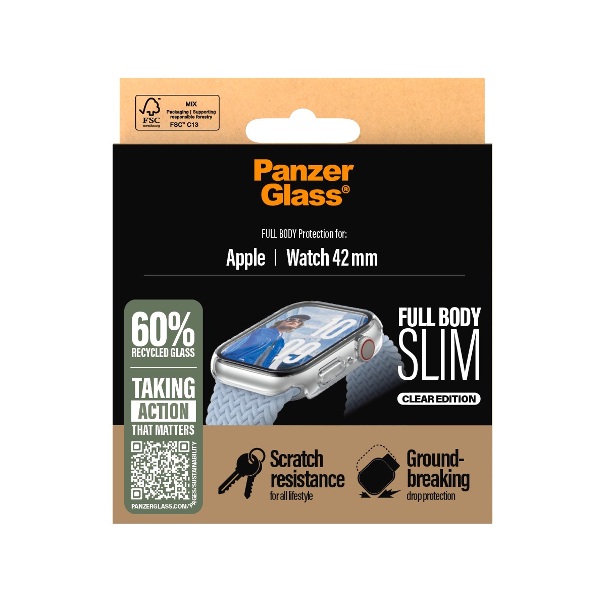 CARE by PanzerGlass Displayschutzglas »Slim Full Body Protection«, für Apple Watch 10 42mm, Schutzhülle, Schutzfolie, Bildschirmschutz, kratz- & stoßfest