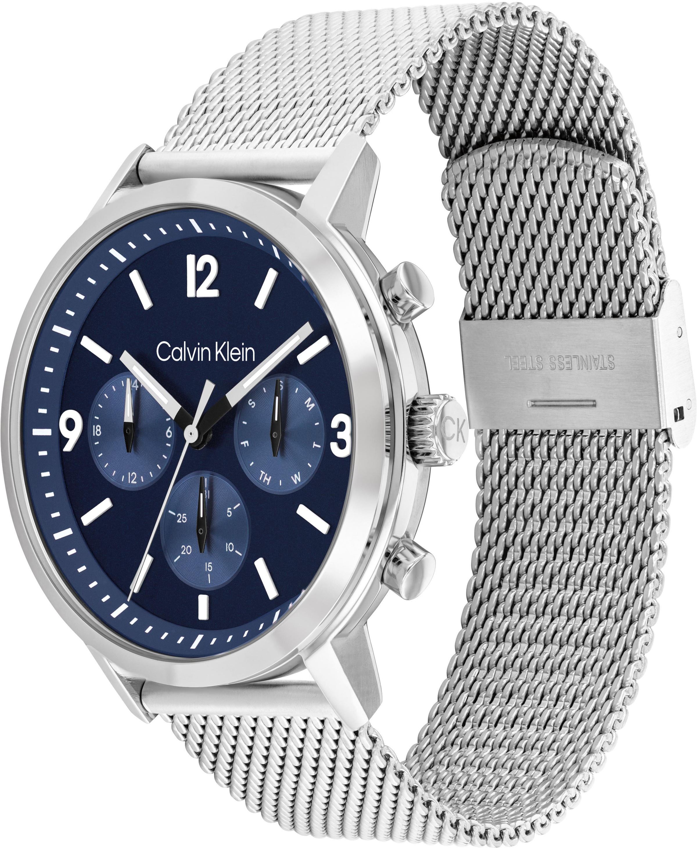 Calvin Klein Multifunktionsuhr »GAUGE« Quarzuhr, Armbanduhr, Herrenuhr, Datum, Edelstahlarmband