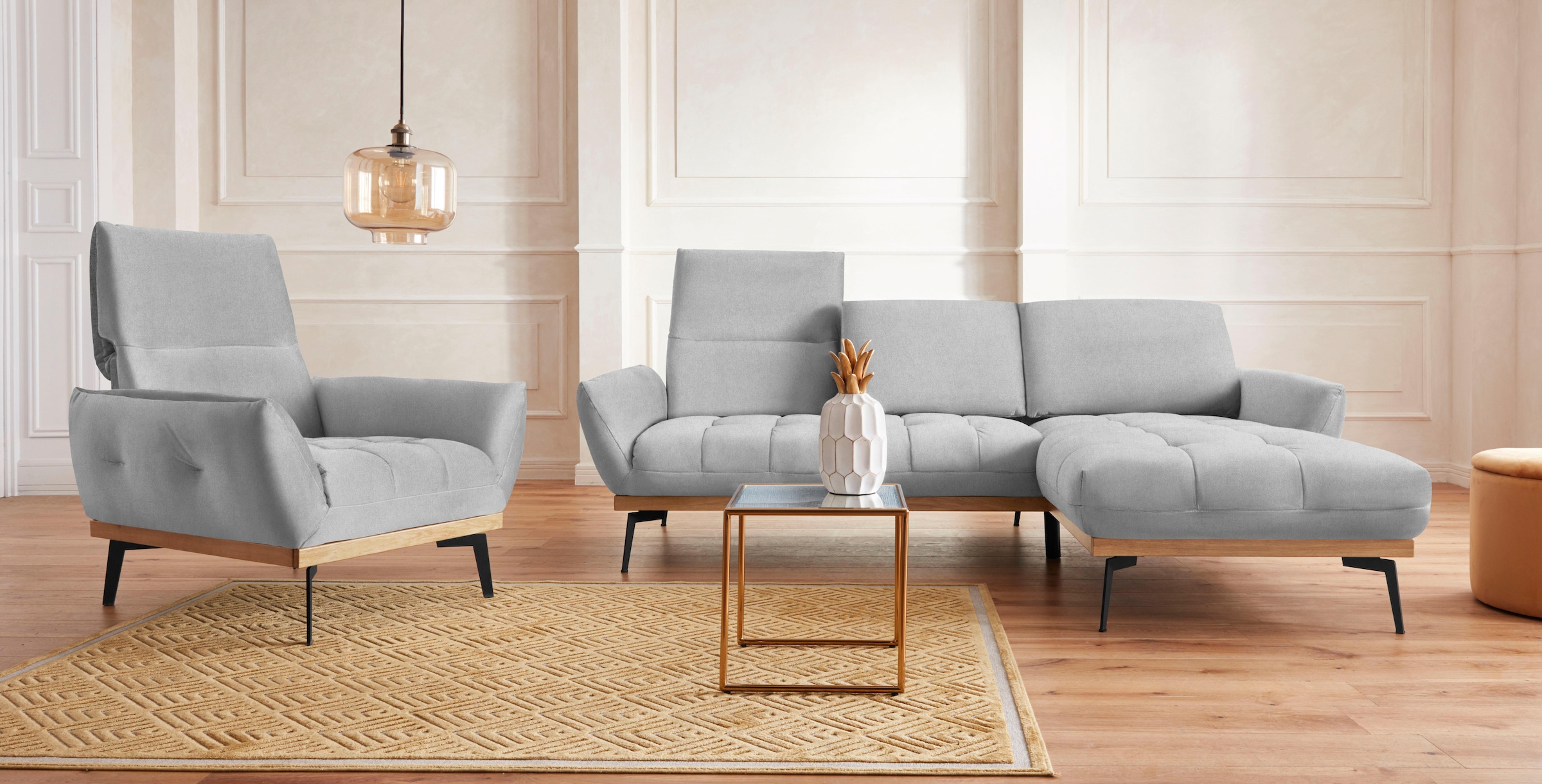 exxpo - sofa fashion Ecksofa »Palíc, inkl. Rückenverstellung, bequem, elegant, Breite 245cm, L-Form«