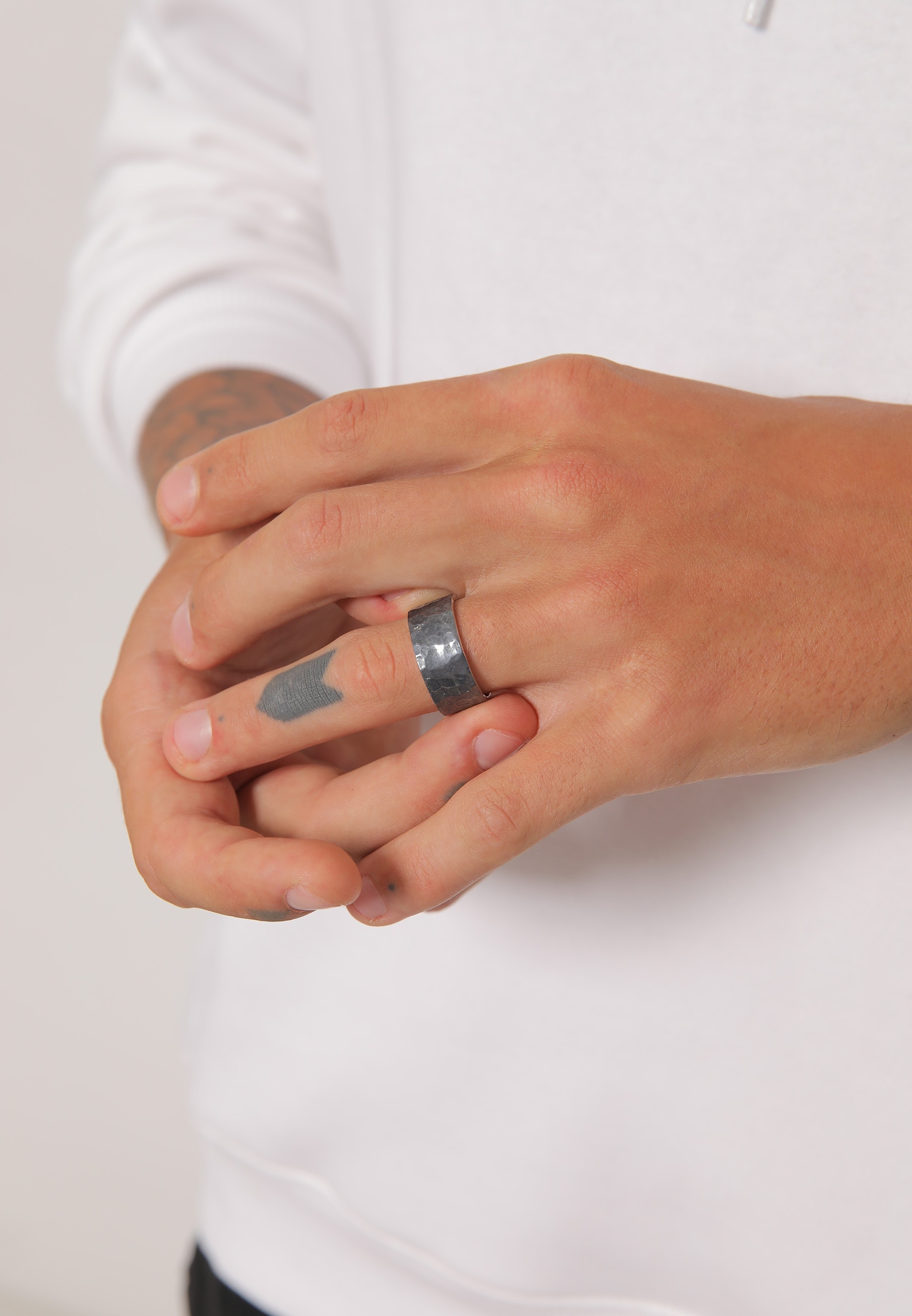 Kuzzoi Silberring »Ring Herren Gehämmert Markant Matt 925 Silber«