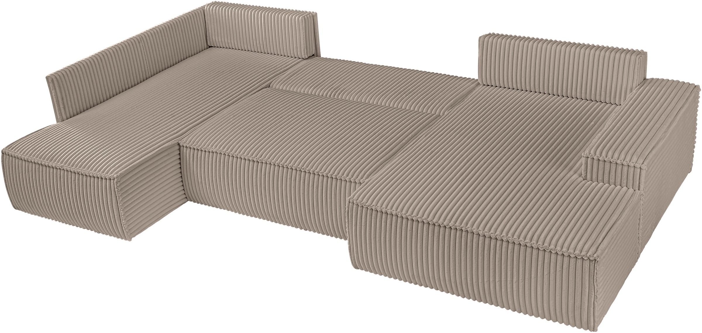 OTTO home Wohnlandschaft »FINNLEY U-Form XXL 329 cm - OTTO. Verlässliche Qualität.« Schlafsofa, Bettkasten, in Bouclé, Struktur fein und Mega Cord