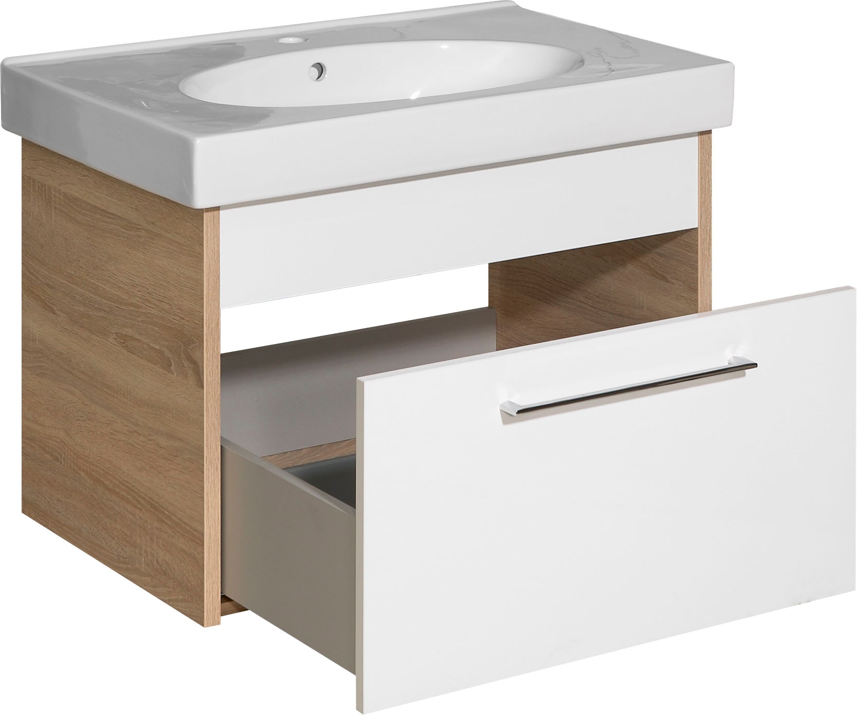 Saphir Badmöbel-Set »Quickset 382 2-teilig Keramik-Waschtisch mit LED-Spiegelschrank« 2 Stk. tlg.