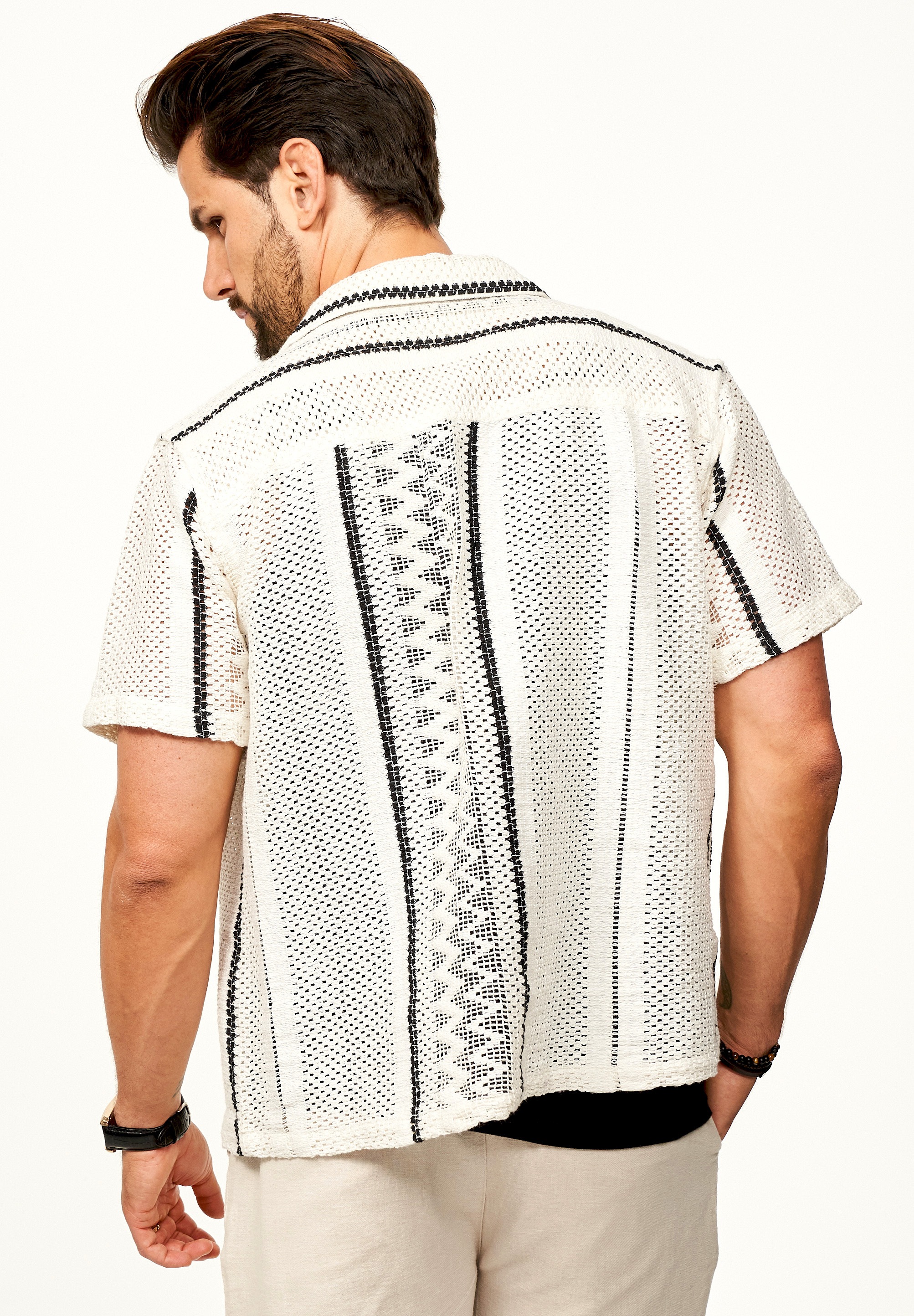 SOULSTAR Kurzarmhemd »Freizeithemd als Kurzam Strick Hemd im Retro-Look - Strick Polo-Hemd Overshirt im Regular-Fit für Herren«