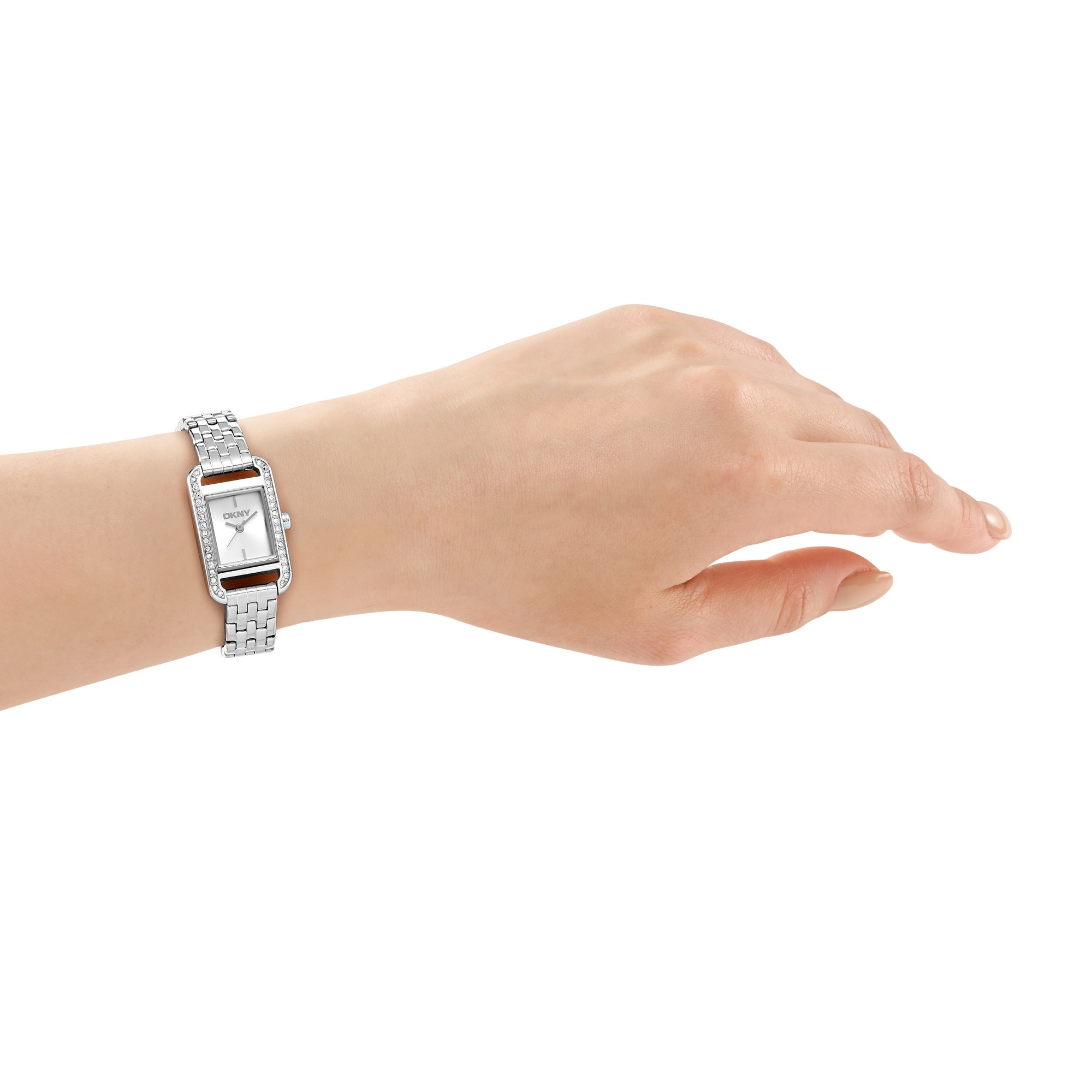 DKNY Quarzuhr »Signature square Watch« Armbanduhr, Damenuhr, Edelstahlarmband, analog