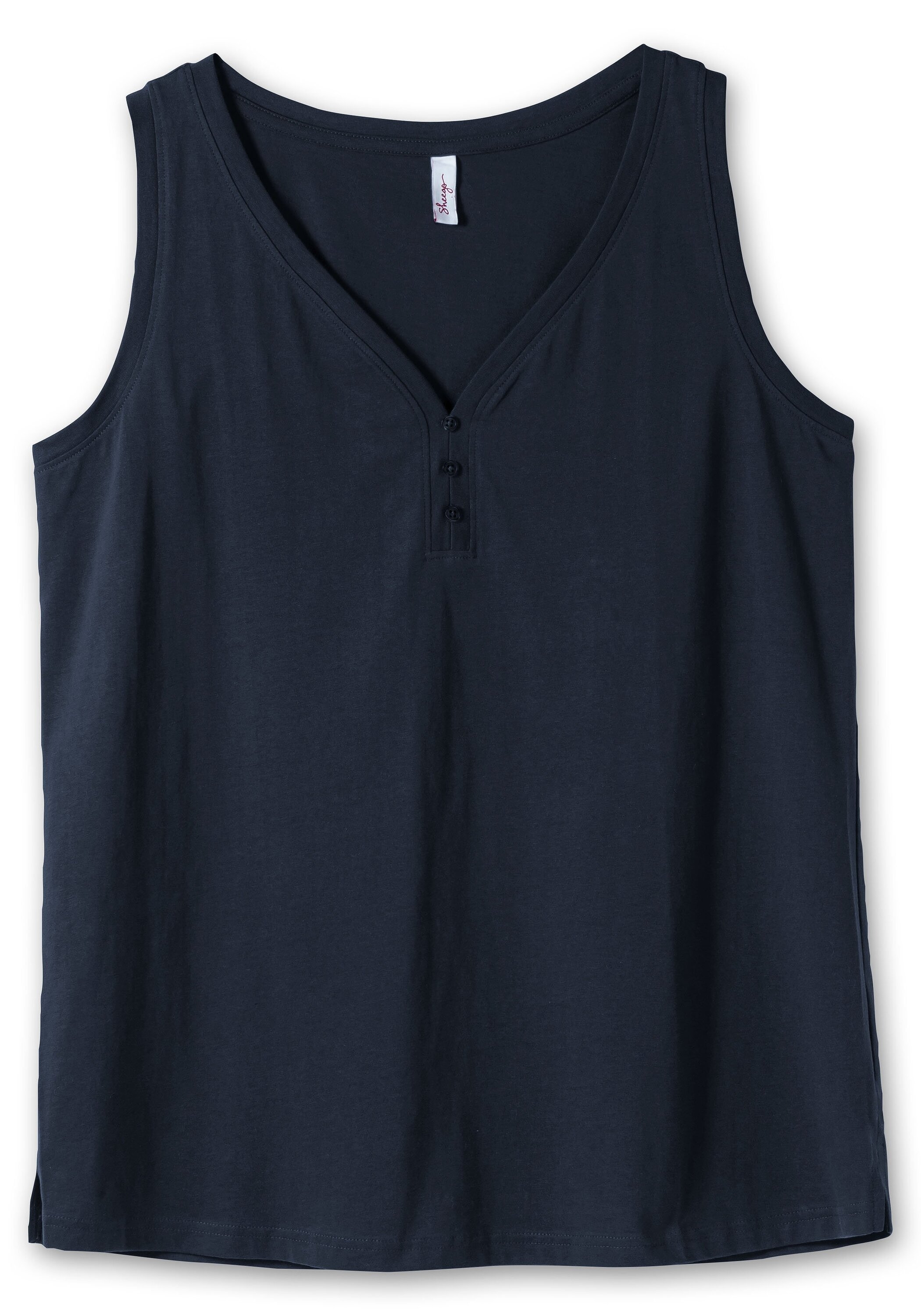 Sheego Tanktop »Tanktop mit V-Ausschnitt und Zierknopfleiste«