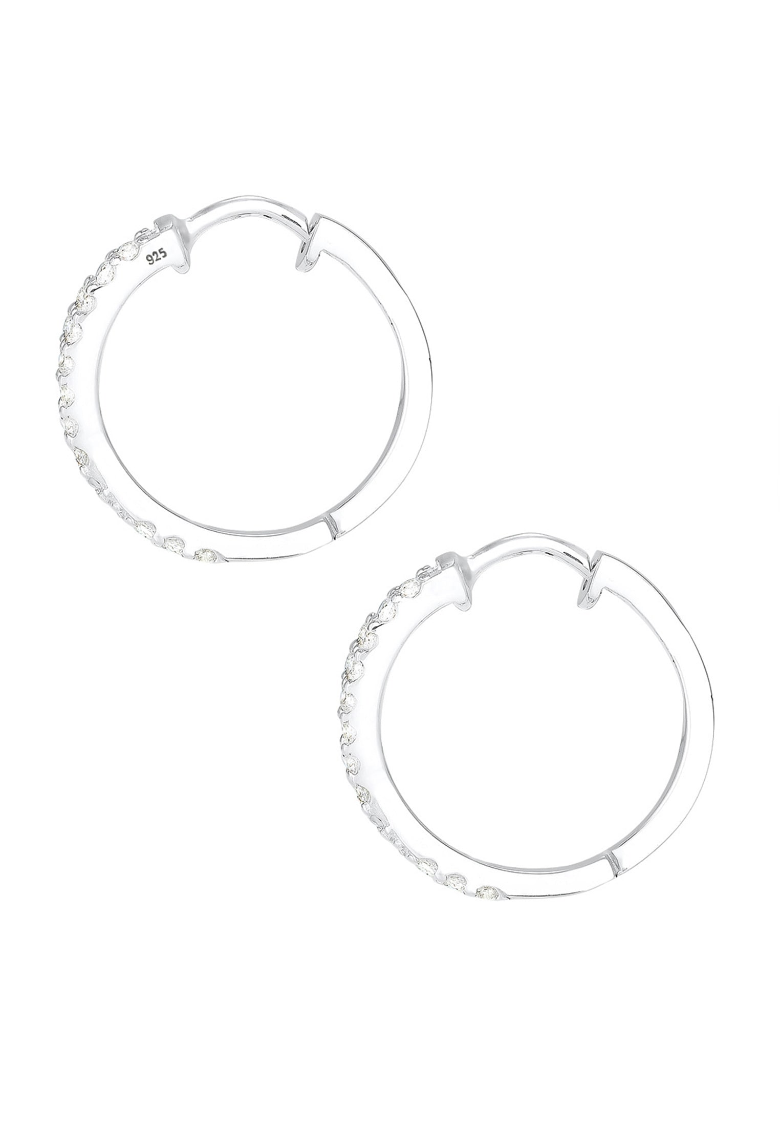 Elli Premium Paar Creolen »Ohrringe Creolen Zirkonia Weiß 925 Sterling Silber«