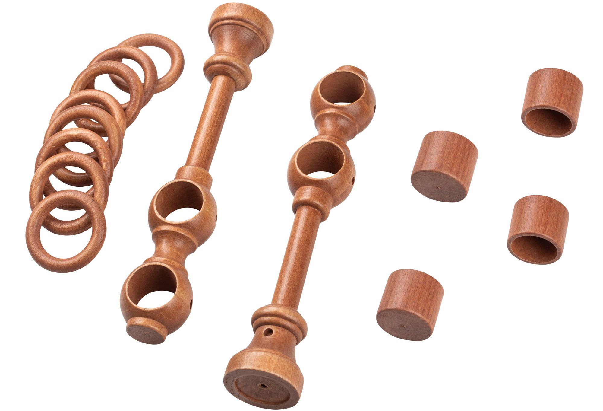SN DECO GROUP Gardinenstange »Cafiro« 2 läufig-läufig Fixmaß 28 mm, Holz, verschiedene Längen und Farben, Komplettset