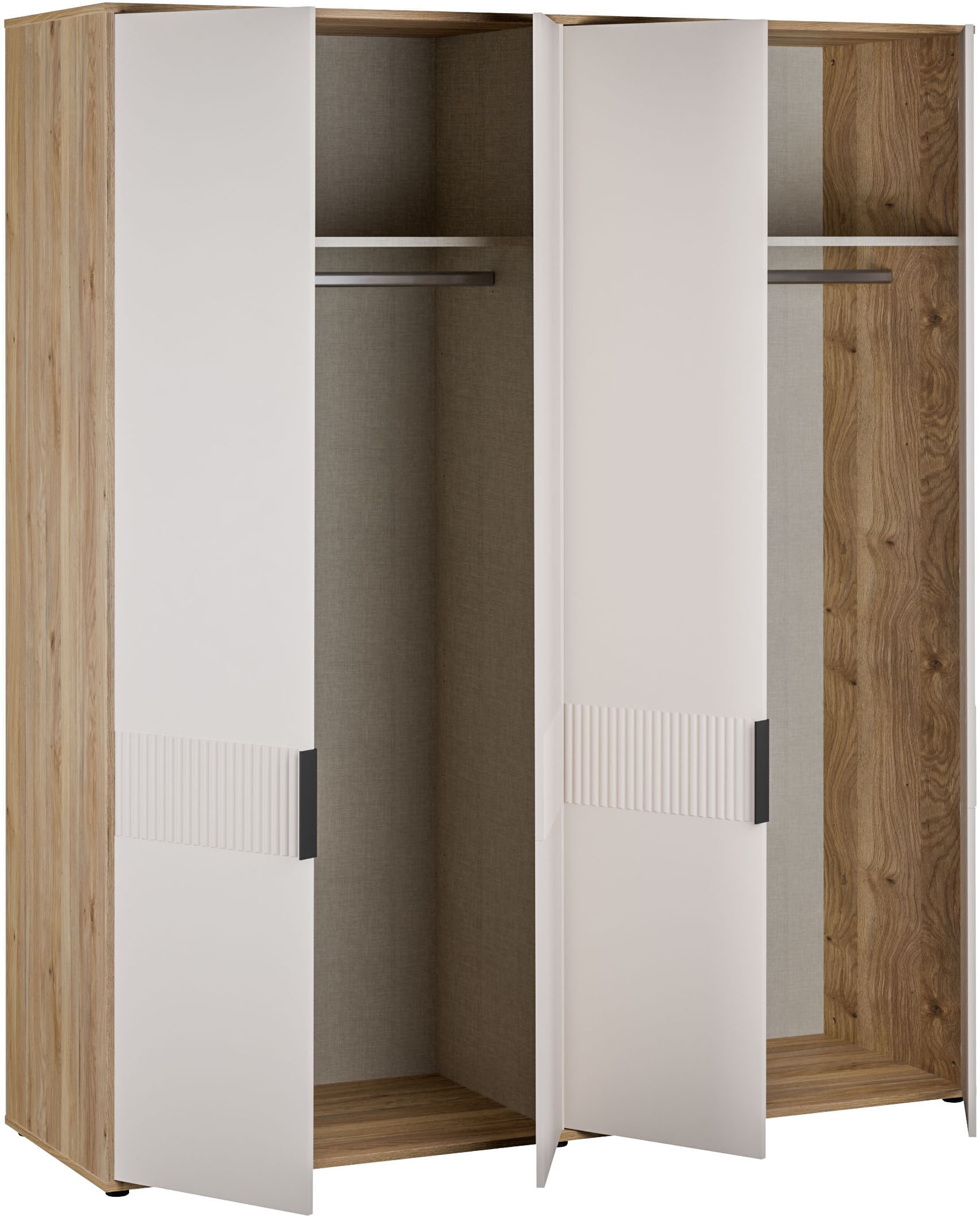 FORTE Kleiderschrank »Forte Seravel Drehtürenschrank, Lamellenoptik, 4 Türen« B/H/T 179,3/214,3/59,4 cm, Zubehör optional bestellbar