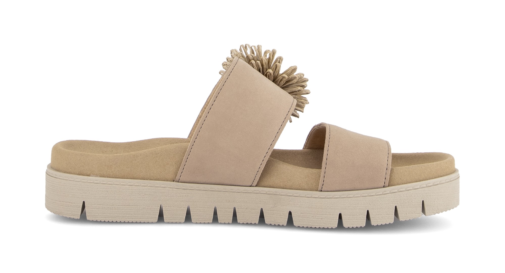 Gabor Pantolette  Plateau, Sommerschuh, Schlupfschuh mit Bast-Zierblüte