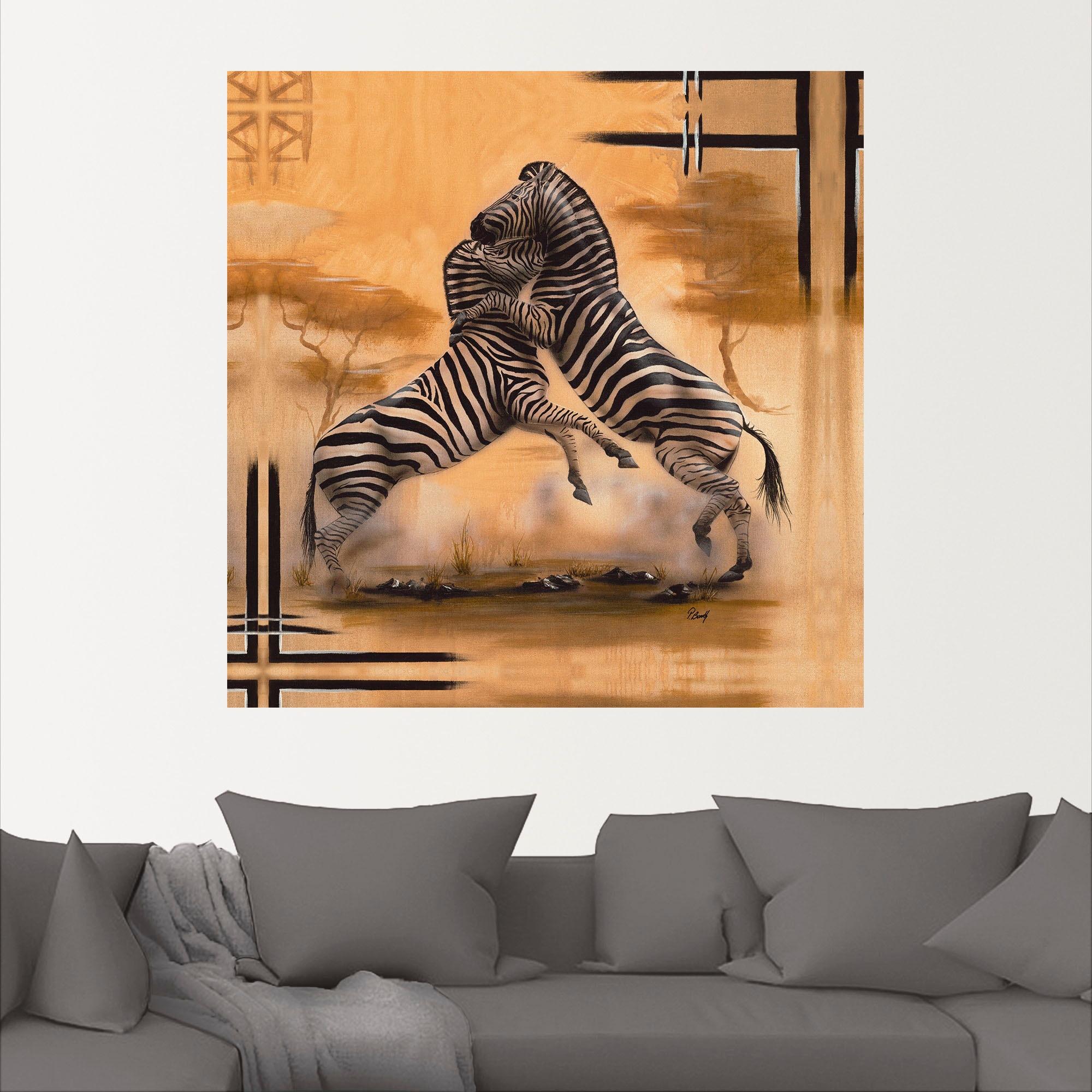 Artland Wandbild »Zebra-Kampf«, Wildtiere, (1 St.), als Alubild, Leinwandbild, Wandaufkleber oder Poster in versch. Größen