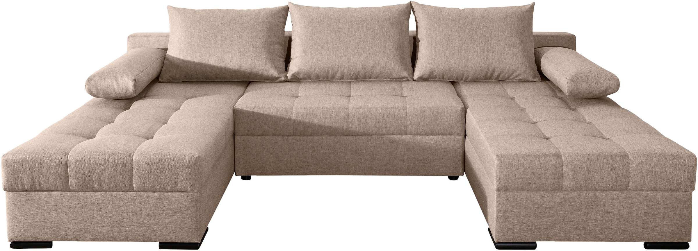 COLLECTION AB Wohnlandschaft »Josy, U-Form, Schlafsofa mit Bettkasten«, (Cord-/Mix), flexible Recamiere, Breite: 269cm, inklusive Rückenkissen