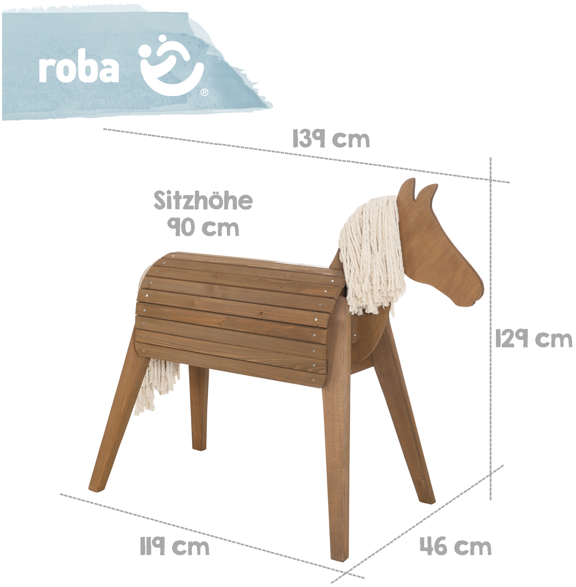 roba® Holzpferd, HxBxT: 156 x 51 x 139 cm