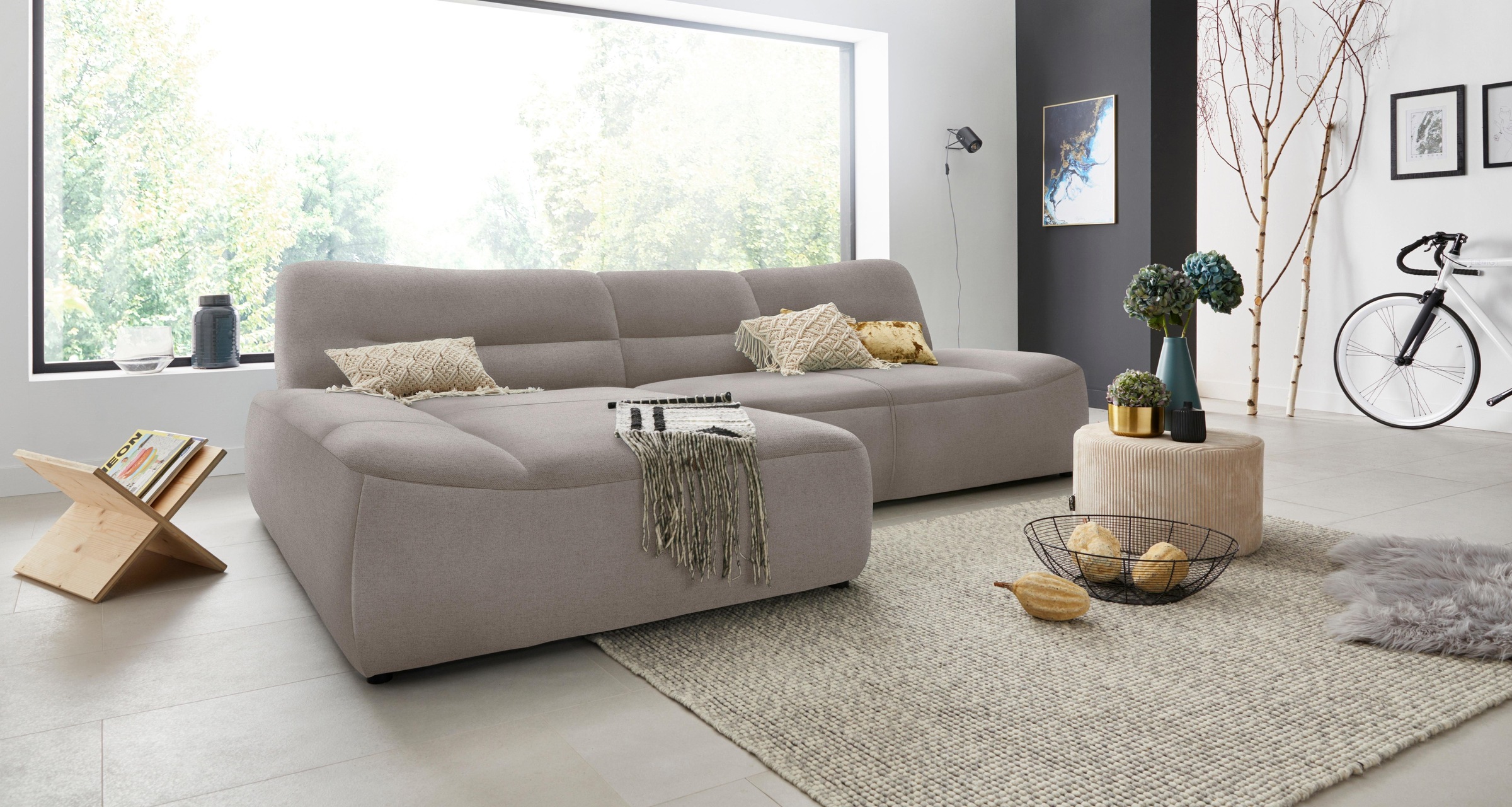 DOMO collection Ecksofa »Cesena moderne Polsterecke mit flachen Armlehnen, L-Form«, fester Sitzkomfort, frei im Raum stellbar