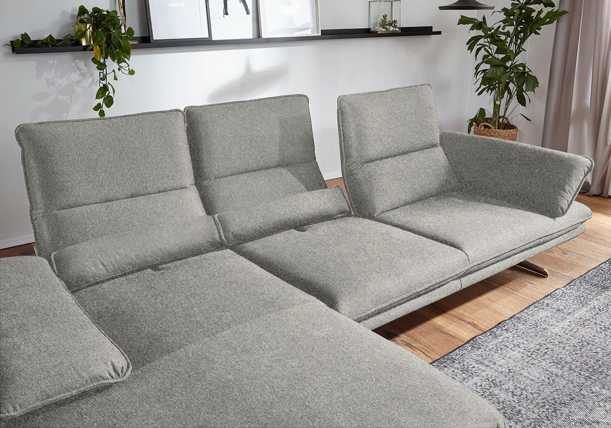 W.SCHILLIG Ecksofa »broadway, Designsofa mit tollem Sitzkomfort, L-Form« Sitztiefenverstellung, Kopfteil- & Seitenteilverstellung, Breite 291cm