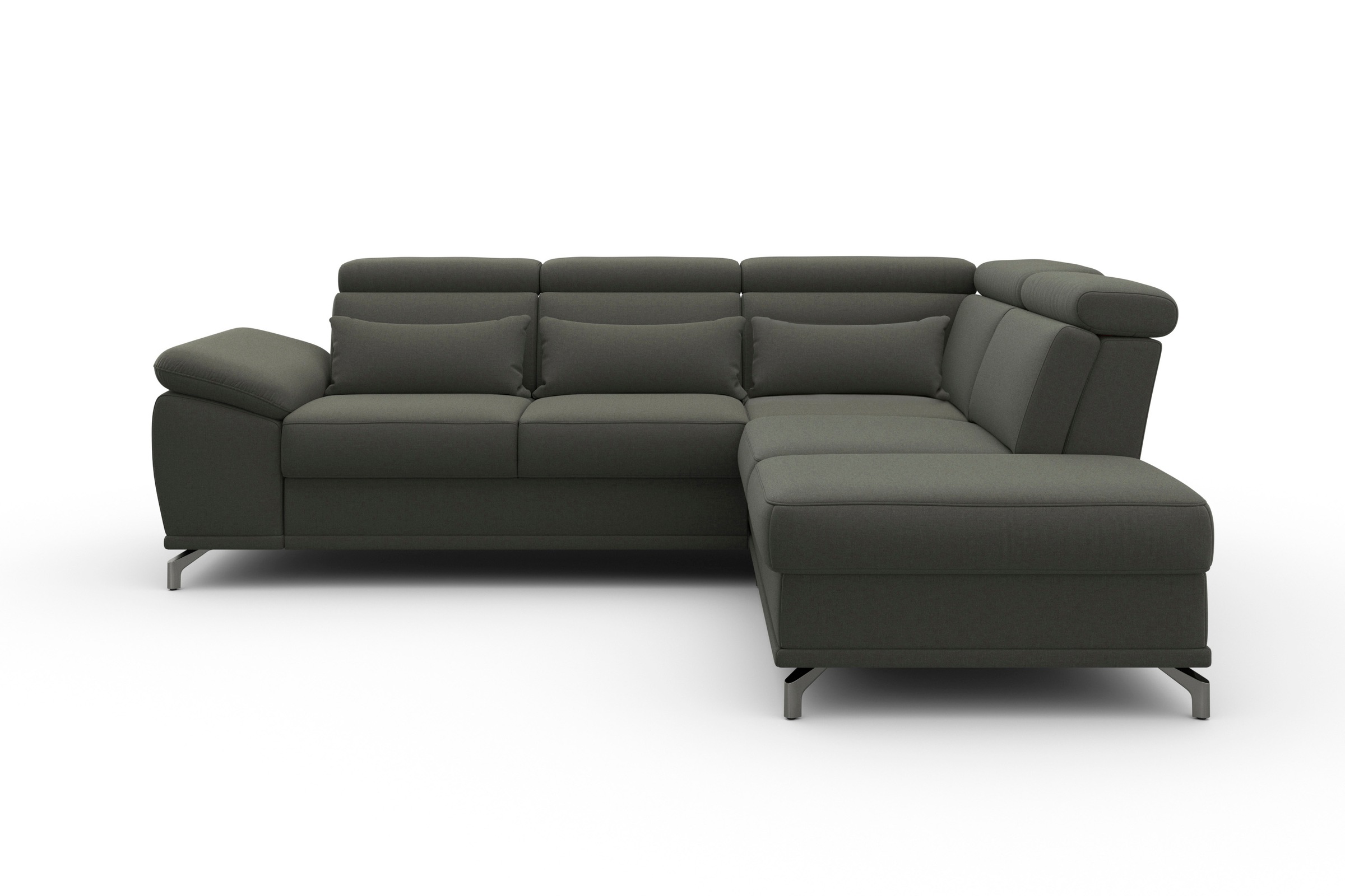 sit&more Ecksofa »Cabrio L-Form, B: 274 cm, mit Sitztiefen-, Arm- & Kopfteilverstellung«, 3 Nierenkissen, Federkern, optional Bettfunktion und Stauraum