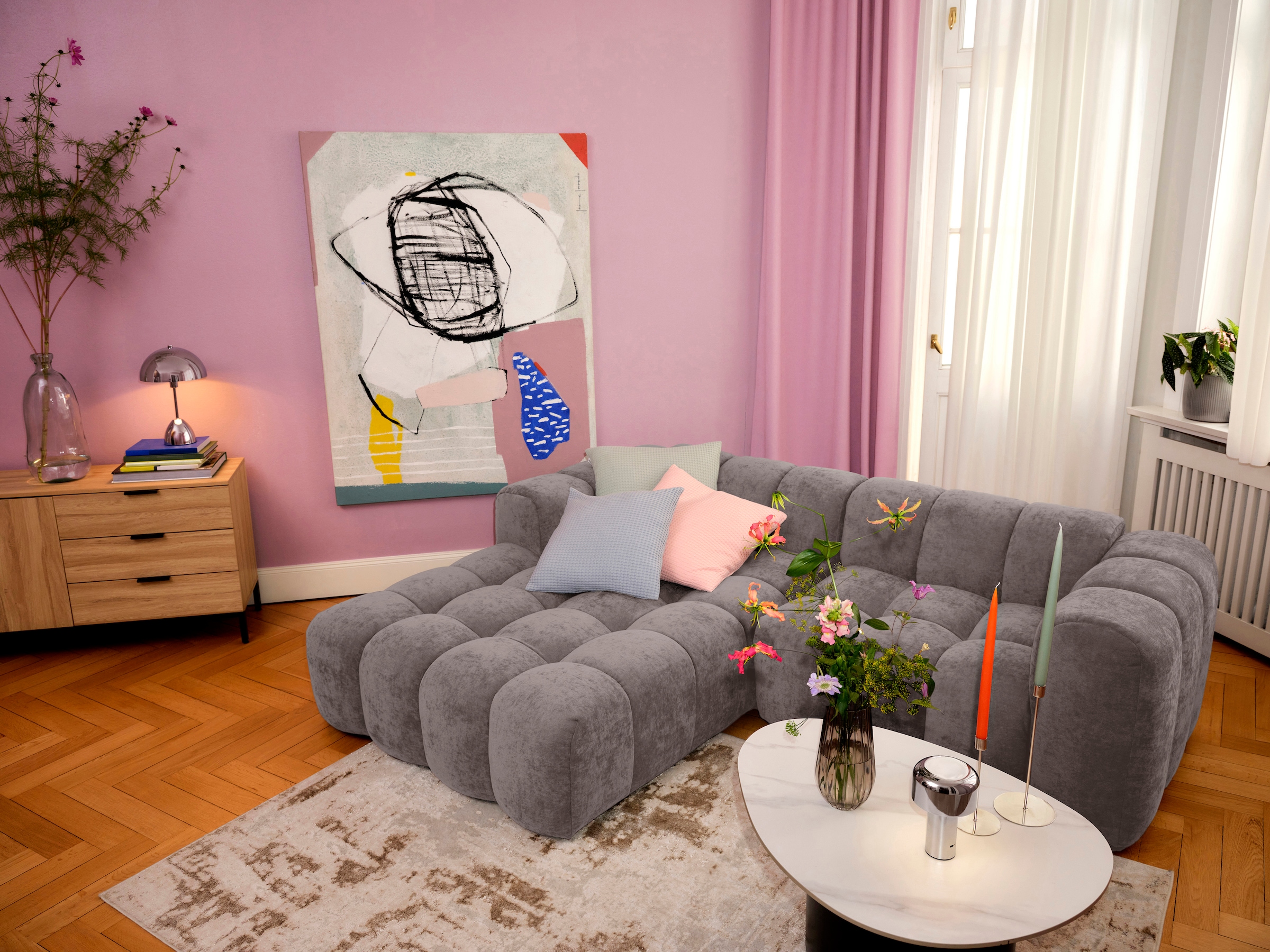 OTTO home Ecksofa »KALLIE L-Form,  248 cm - OTTO. Verlässliche Qualität.« Bubble Optik, moderne Steppung, hoher Sitzkomfort