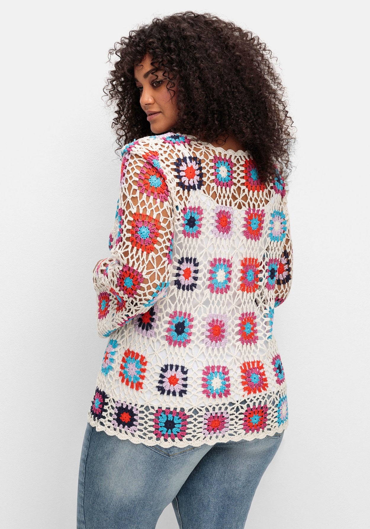Sheego Strickpullover »Häkelpullover im Crochet-Muster«