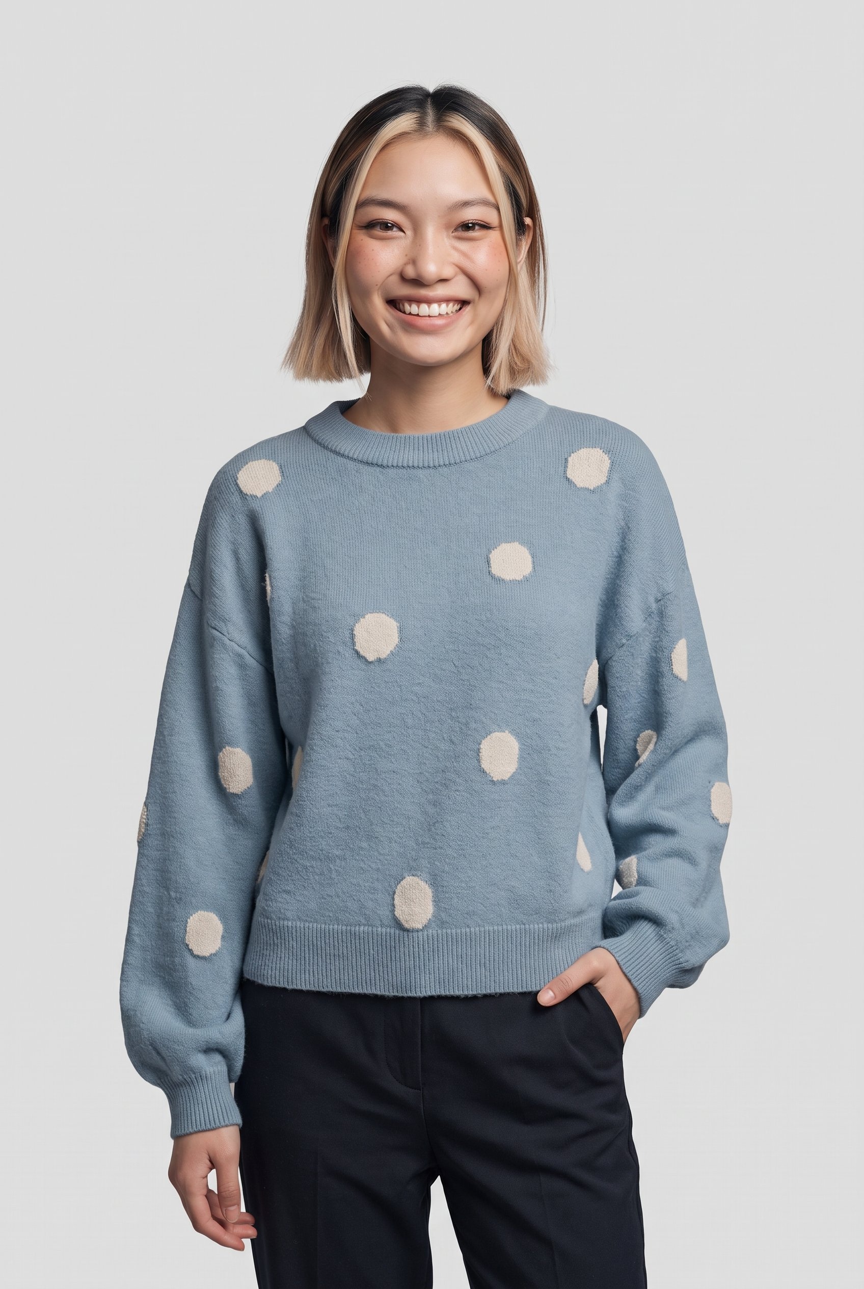 ONLY Strickpullover »ONLRICA LS DETAIL O-NECK CC KNT« Materialmix, regular fit