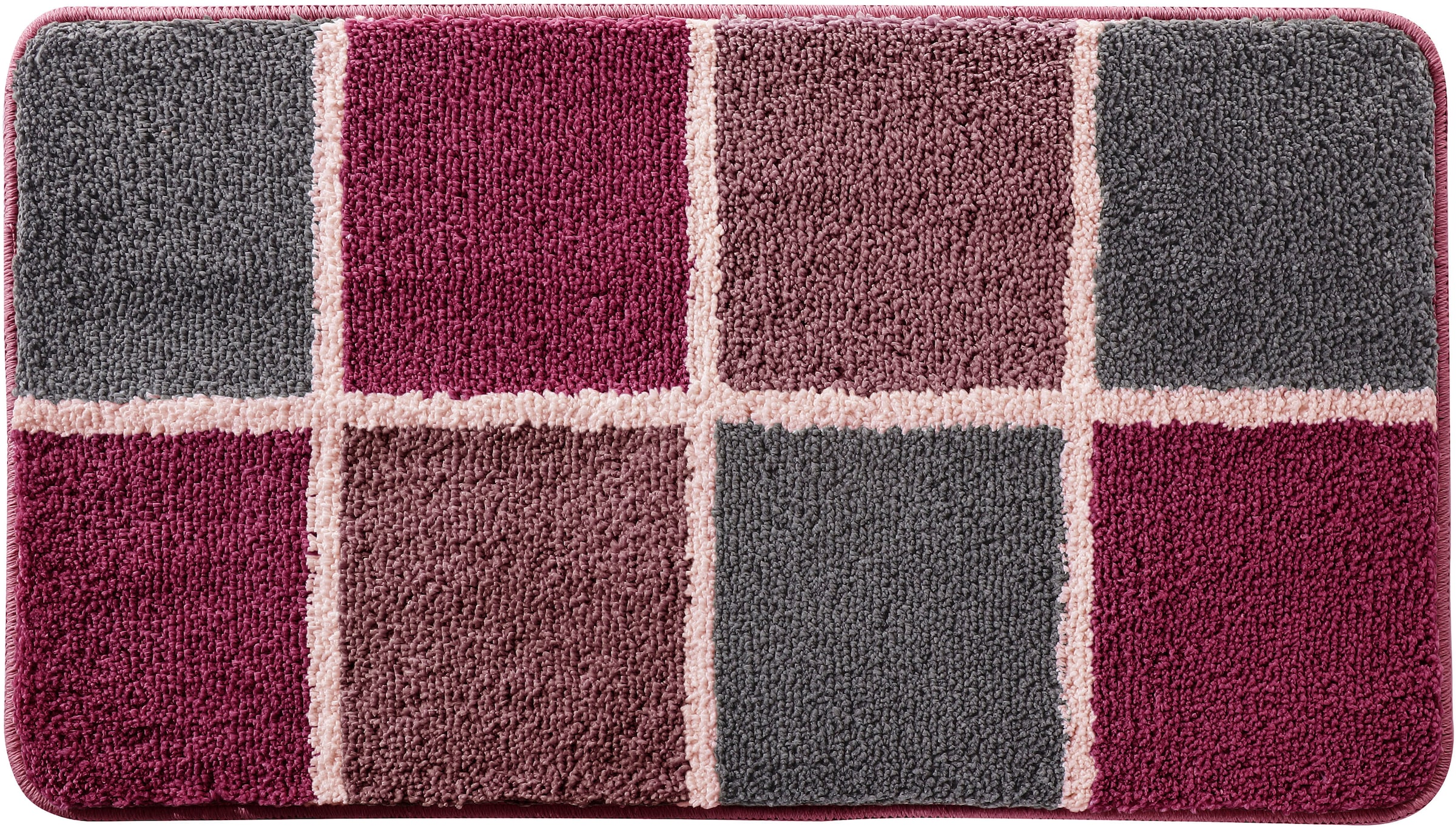 my home Badematte »Anna mit Kachelmuster, Badvorleger, Badezimmer Teppich, Duschvorleger«, rutschhemmend beschichtet, strapazierfähig, Badteppich, Hoch Tief Effekt, Modern, Weich