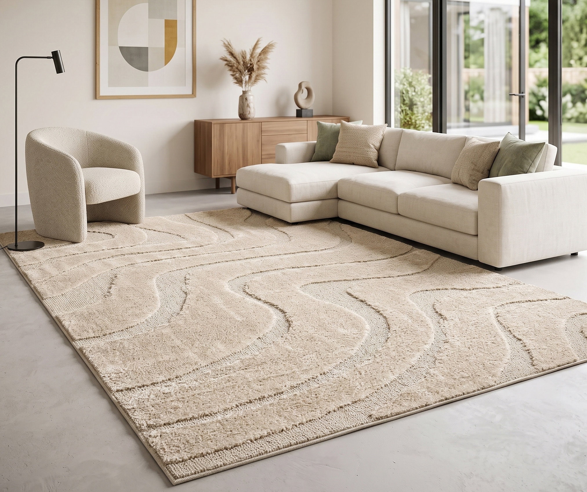 OTTO home Teppich »Flowa, Wellenmuster, Hoch-Tief« rechteckig 20 mm Höhe Modernes Design, 3D Optik, Designteppich, Wohnzimmer