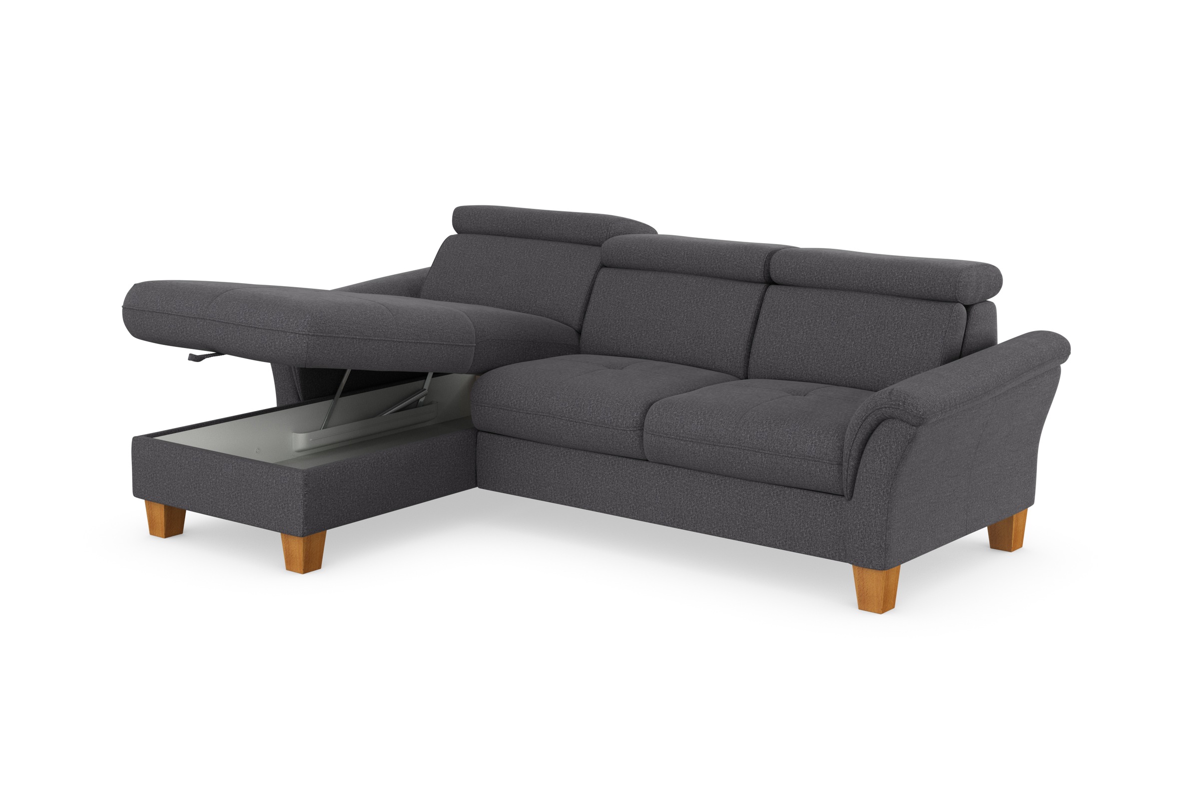 Home affaire Ecksofa »Lindgren L-Form«, wahlweise mit Bett mit klappbaren Rollen, Kasten und Kopfverstellung