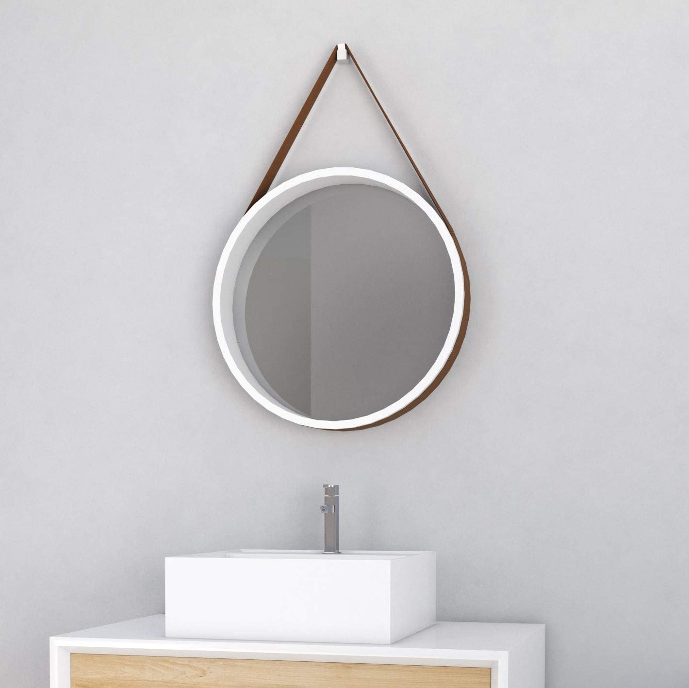 Talos Badspiegel »FJORD« Ø 50 cm, mit PU-Band in Lederoptik
