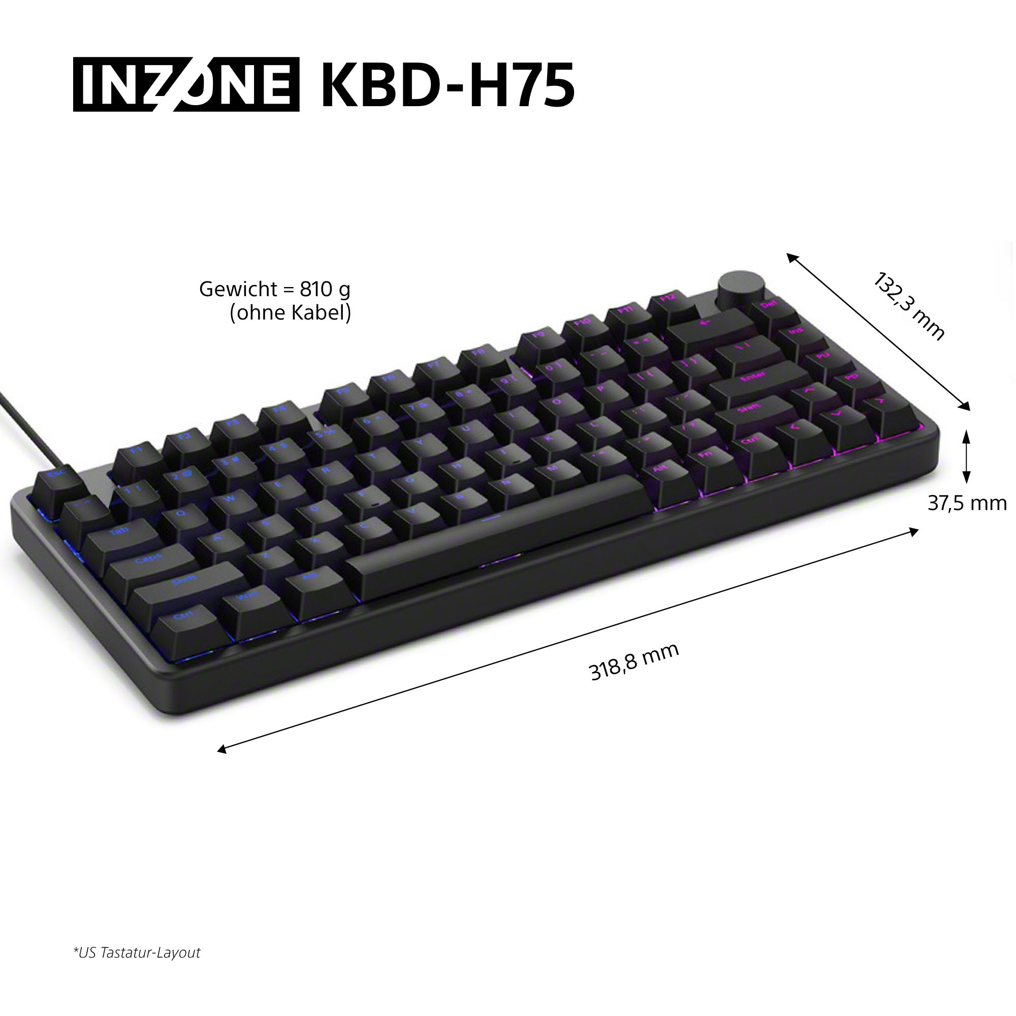 Sony Gaming-Tastatur »INZONE KBD-H75« (Fn-Tasten | USB-Anschluss | Windows-Sperrtaste)