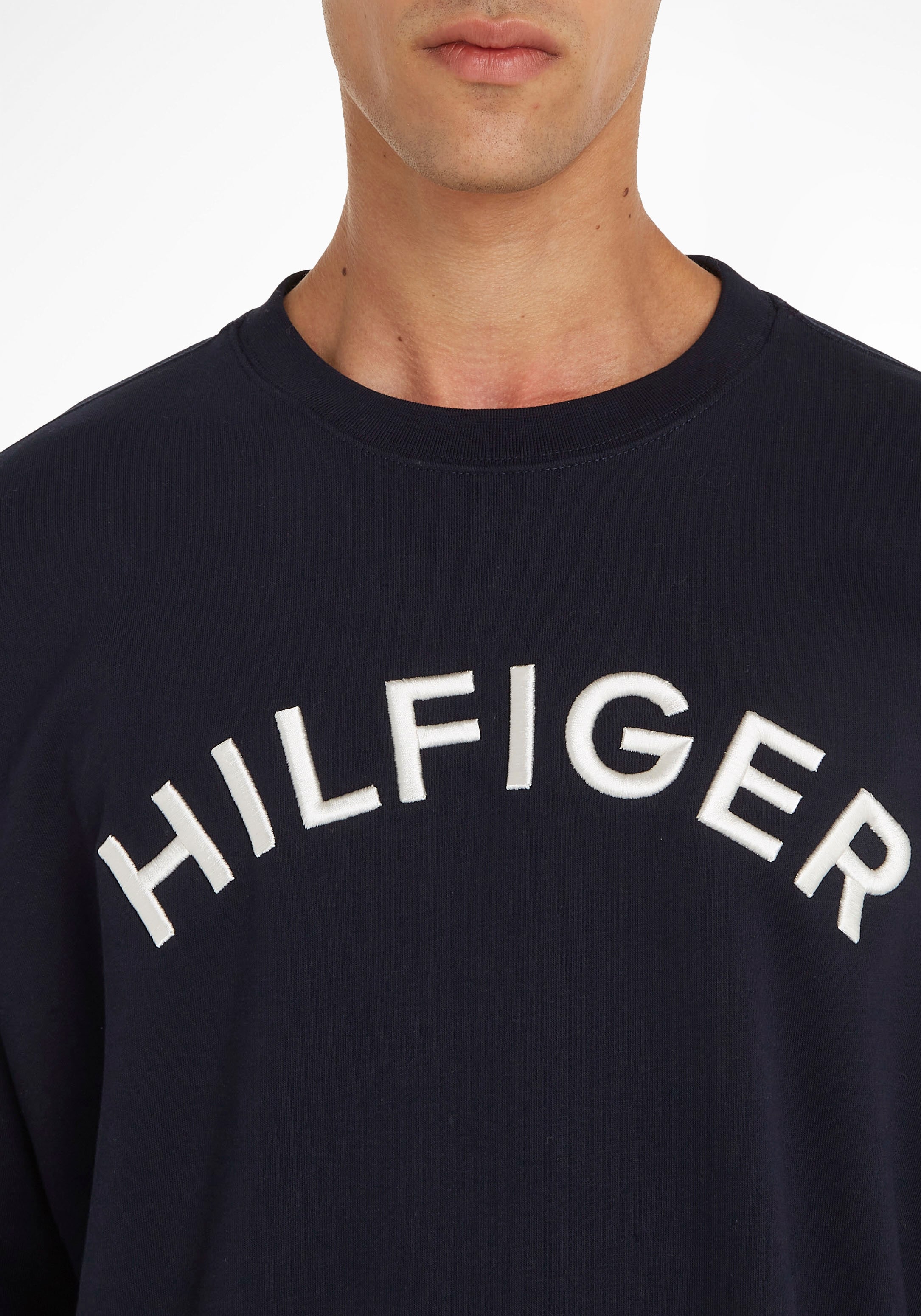 Tommy Hilfiger Sweatshirt »HILFIGER ARCHED CREWNECK«, mit Rippbündchen
