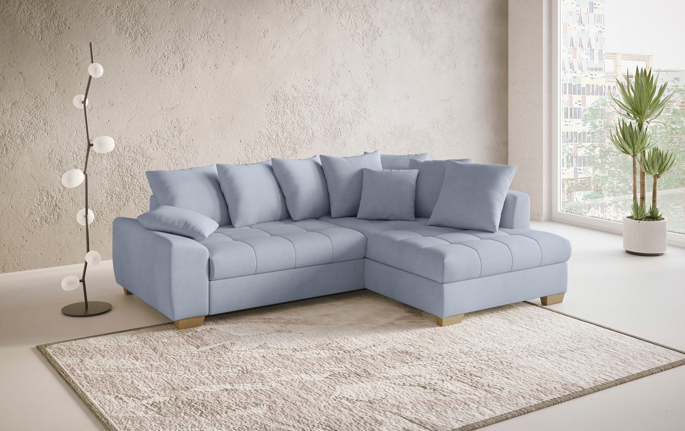 Mr. Couch Ecksofa »Nikita II, L-Form«, Wahlweise mit Bettfunktion, Bettkasten & RGB-LED-Beleuchtung