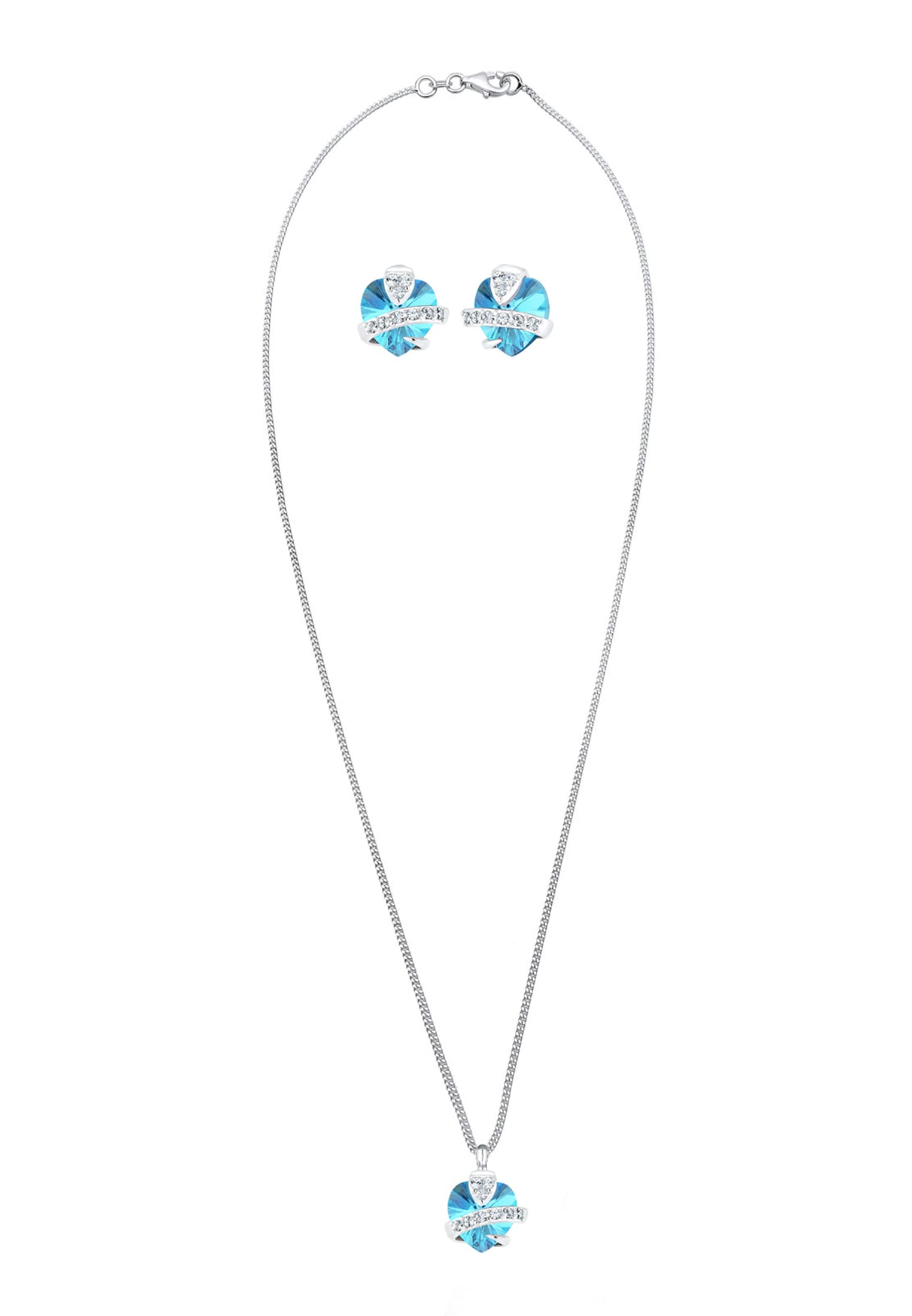 Elli Ohrring und Ketten Set »Schmuckset Herz Glamourös 925 Silber, mit Kristallen von Swarovski®« ()