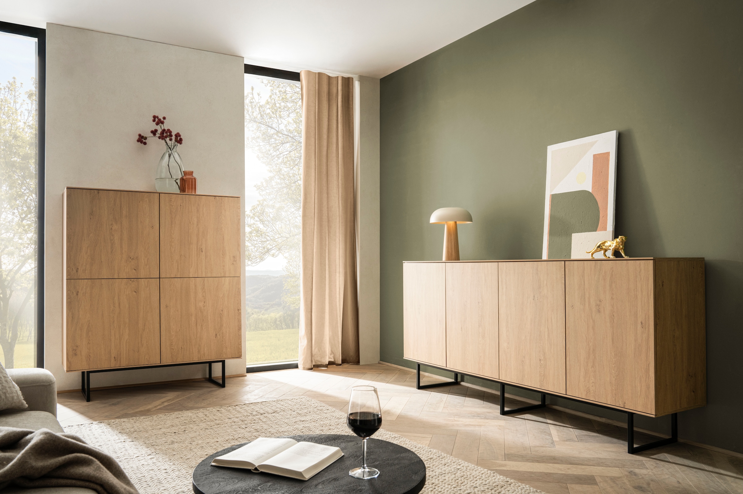 Home affaire Sideboard »Lund, moderner Schrank, Kommode mit Kufengestell« ausreichend Stauraum, vielseitig einsetzbar, 200 cm breit