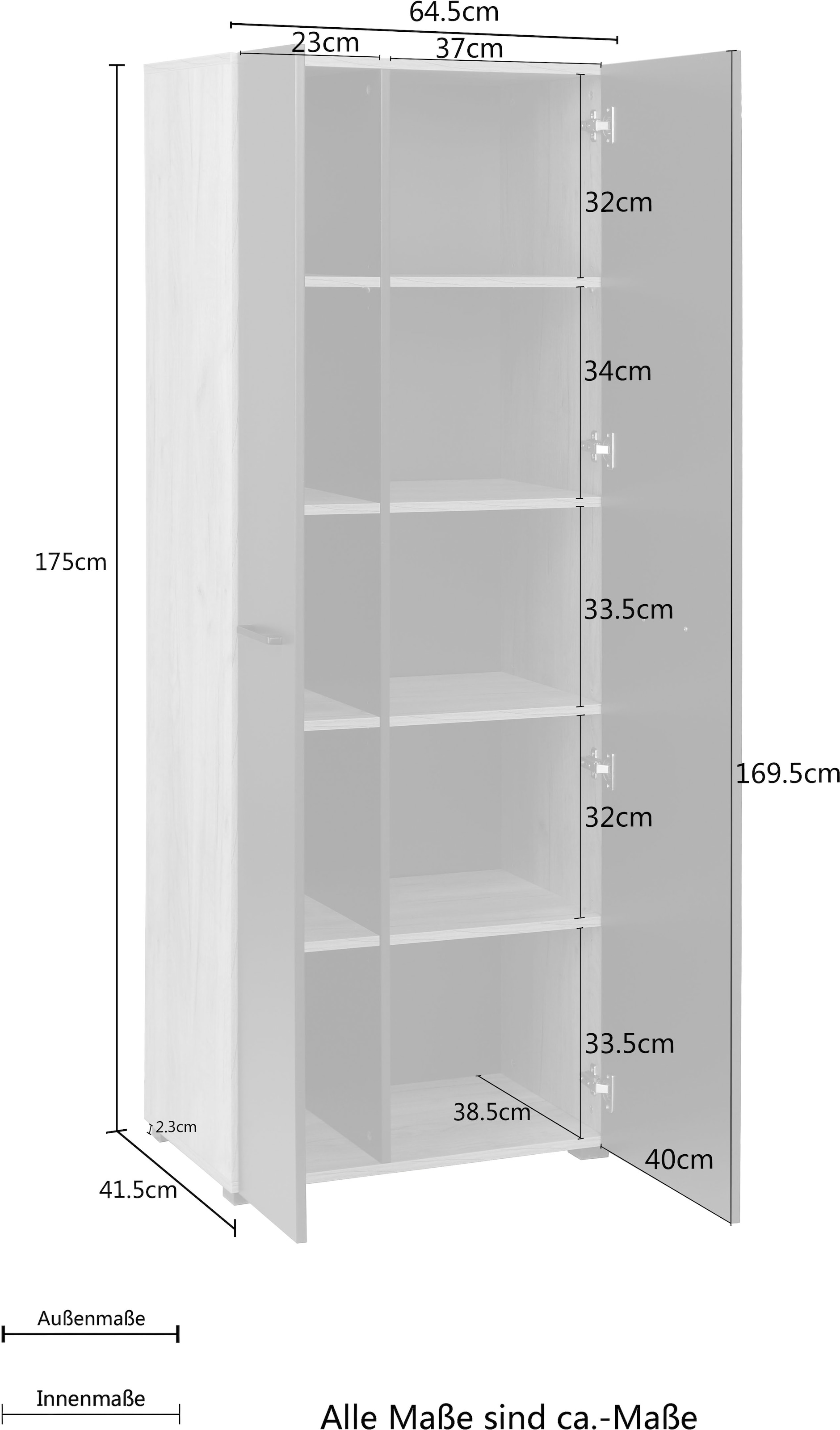 OTTO home Aktenschrank »Moid« Höhe 174,5 cm, moderner Mehrzweckschrank mit Türen