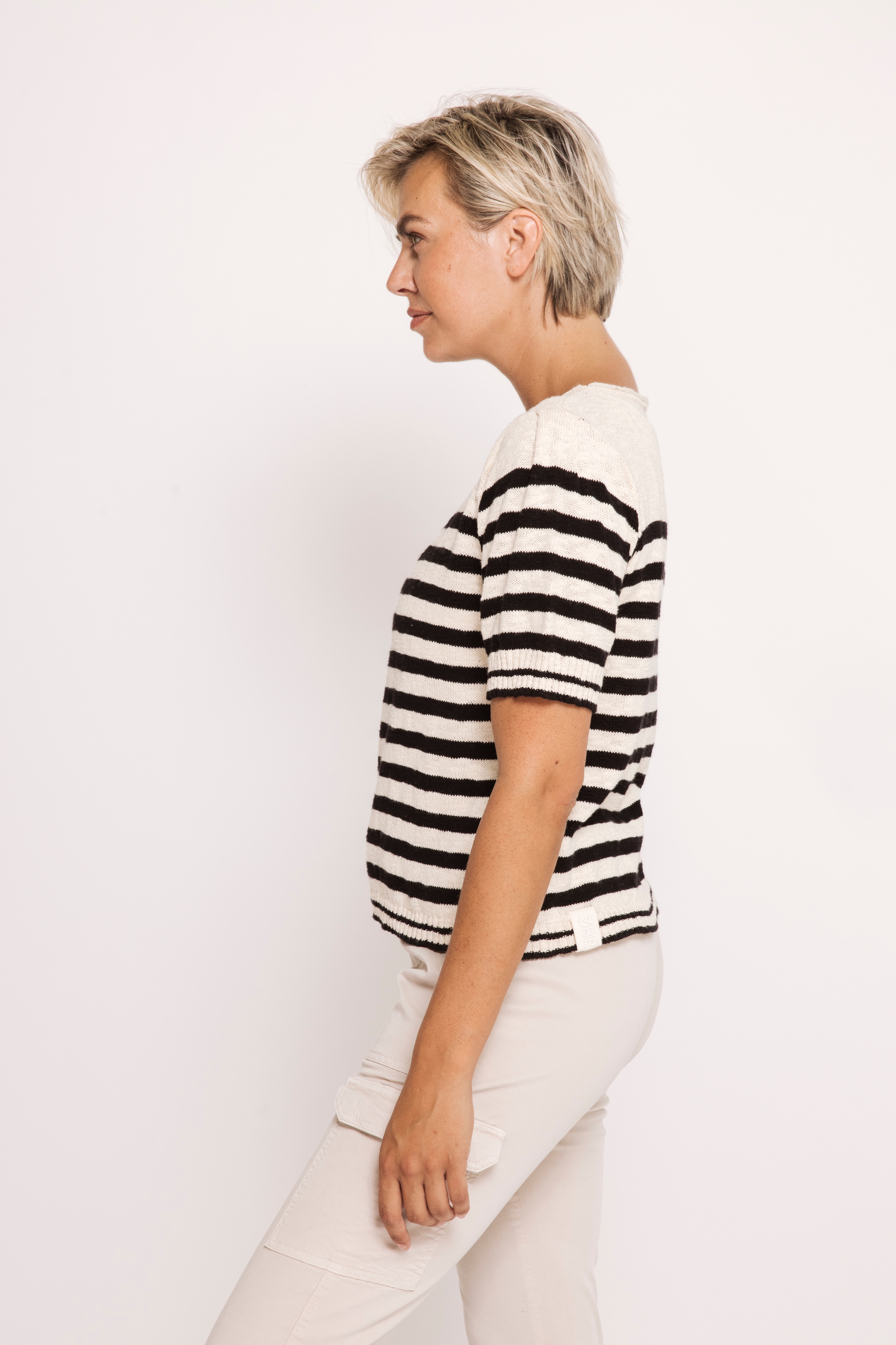 Zhrill Kurzarmpullover »ZHRASTA« in Ringel-Optik, leichter Baumwollstrick