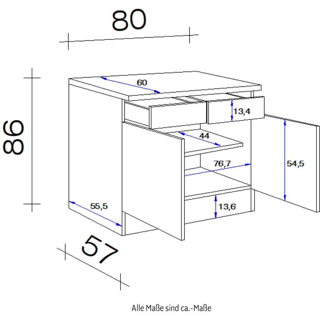 Flex-Well Unterschrank »Portland«, (B x H x T) 80 x 86 x 60 cm, für viel Stauraum