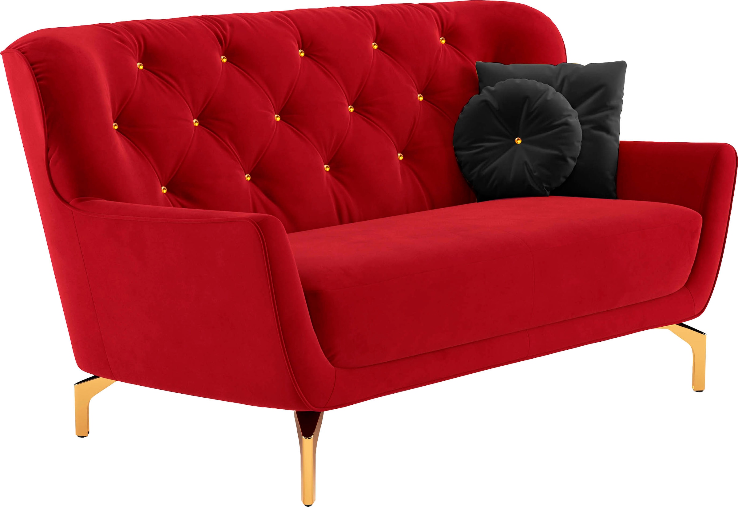 sit&more 2-Sitzer »Orient 3«, inkl. 2 Zierkissen mit Strass-Stein, goldfarbene Metallfüße