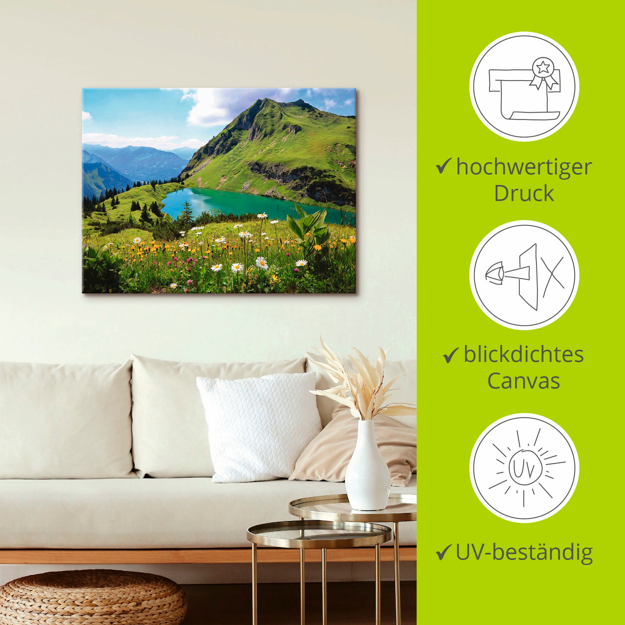 Artland Leinwandbild »Seealpsee« Berge 1 Stk. tlg. auf Holzrahmen gespannt