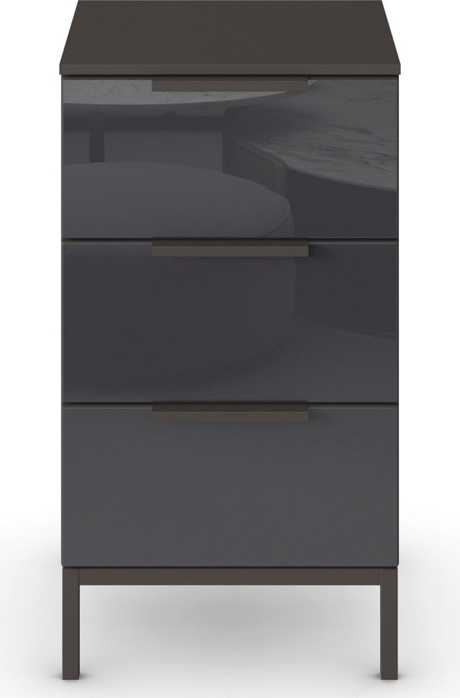 rauch Nachtkommode »Nachttisch Nachtschrank Nachtkonsole FLIPP mit Glasfront«, (Breite 40 cm), mit 3 Schubladen und Soft-Close-Funktion sowie Glasfront