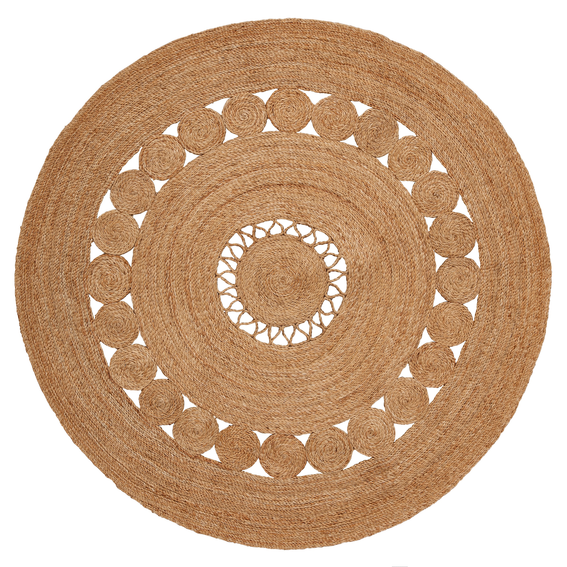 my home Teppich »Naturala, Jute-Teppich, handgefertigt«, rund, 5 mm Höhe, reines Naturprodukt, Jute, Boho, Wendeteppich, Wohnzimmer, Esszimmer