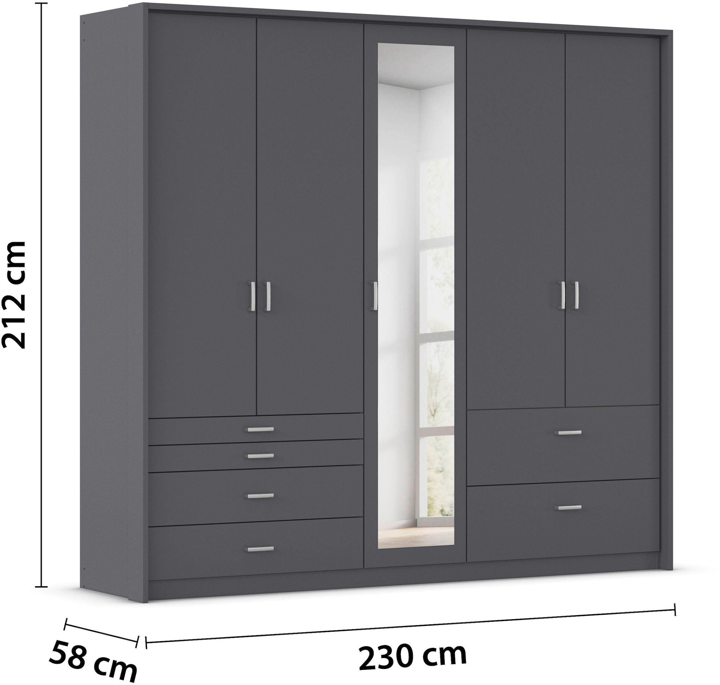 rauch Drehtürenschrank »Kleiderschrank Schrank Garderobe Wäscheschrank WILDBERG« Breiten 230/275 cm, Höhen 212/231 cm,  mit 6 Schubladen, obere Schublade mit Holz-Einteilung MADE IN GERMANY