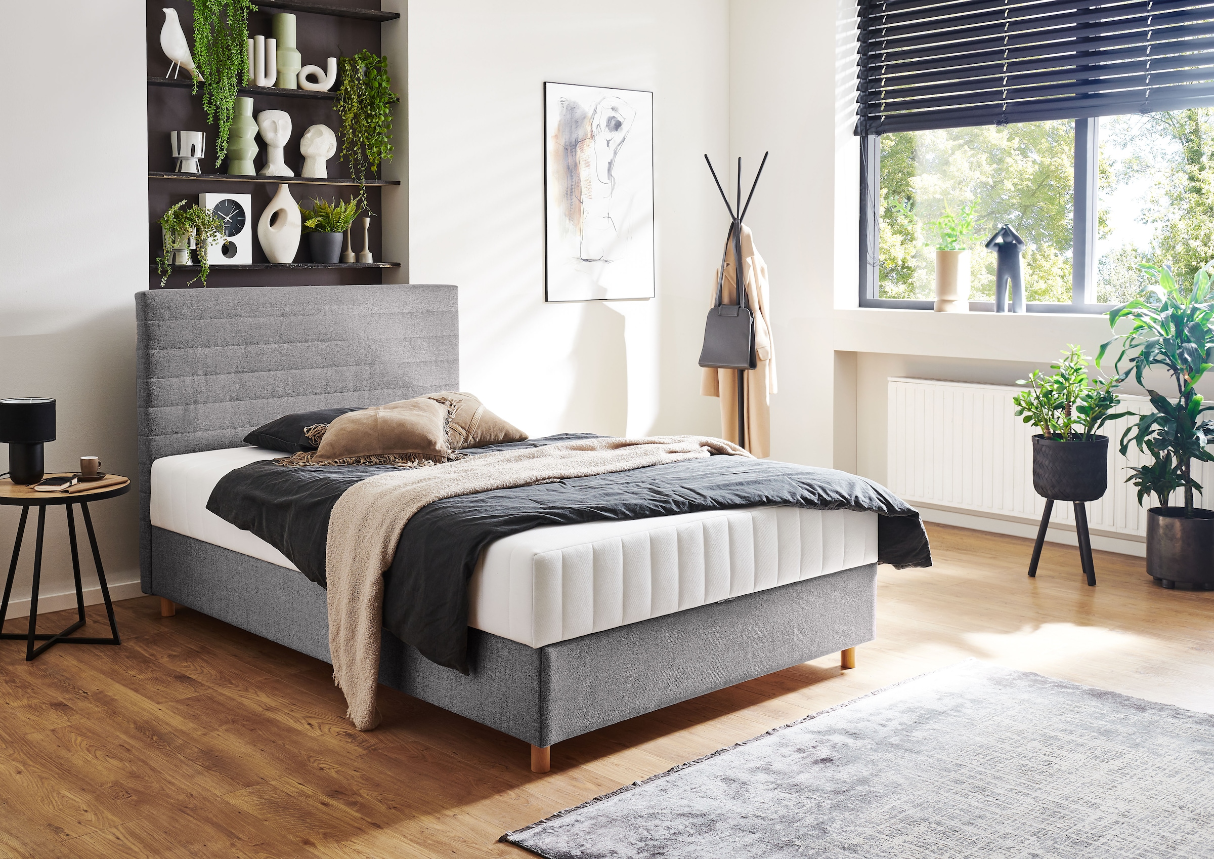 ATLANTIC home collection, »Josie« mit Taschen-Federkernmatratze und Bettkasten, grau, Liegefläche Länge Breite: 200 cm x 100 cm - Feinstruktur weich
