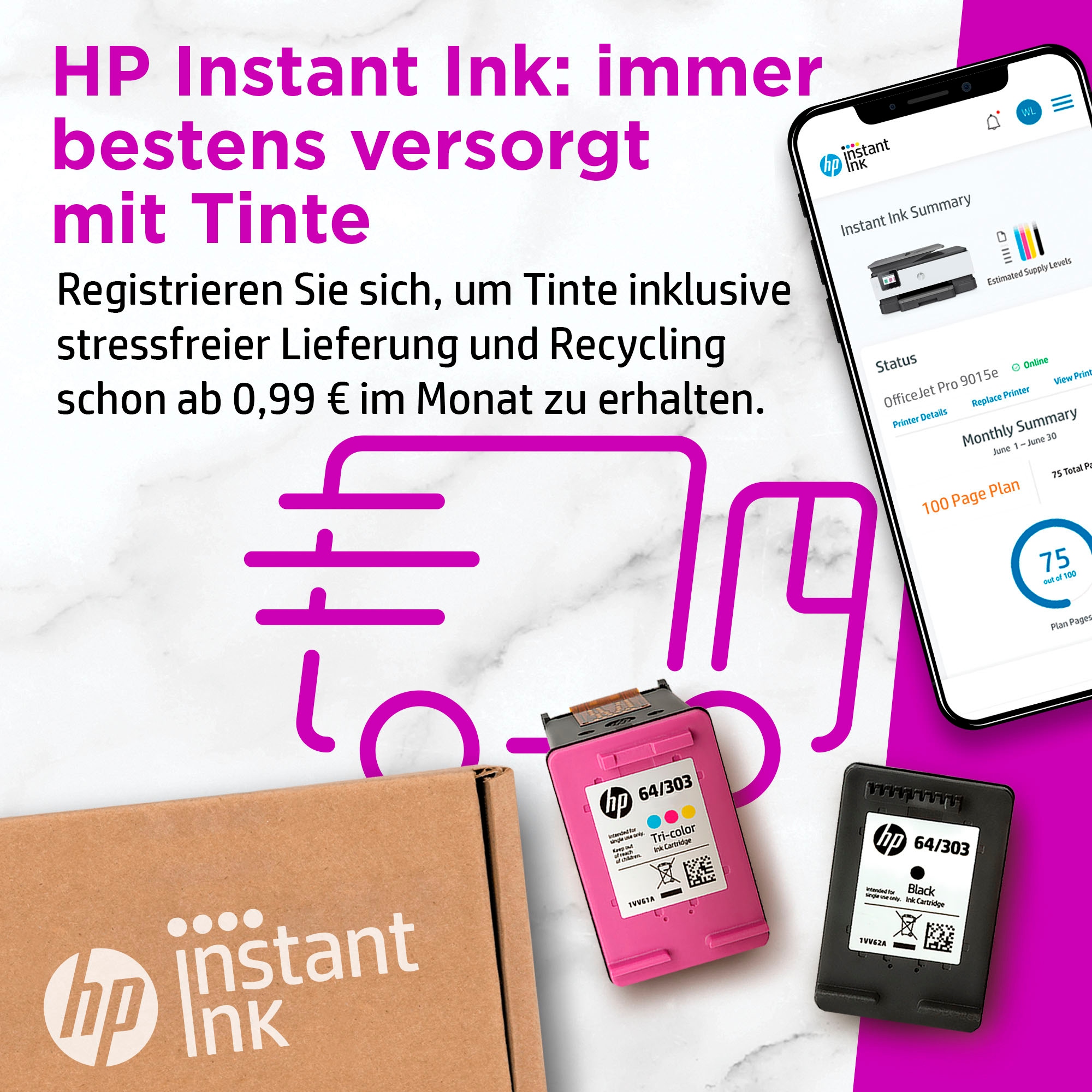 HP Multifunktionsdrucker »OfficeJet Pro 9015e«, 6 Monate gratis Drucken mit HP Instant Ink inklusive