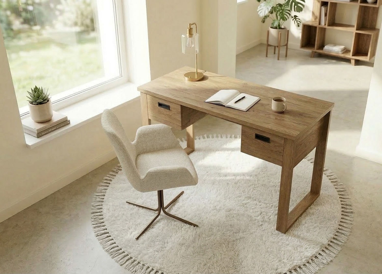 Jahnke Schreibtisch »RIVA D 140« Schreibtisch,Stauraum,2 Türen, Metallgriffe,Eiche-Optik,Breite:140 cm